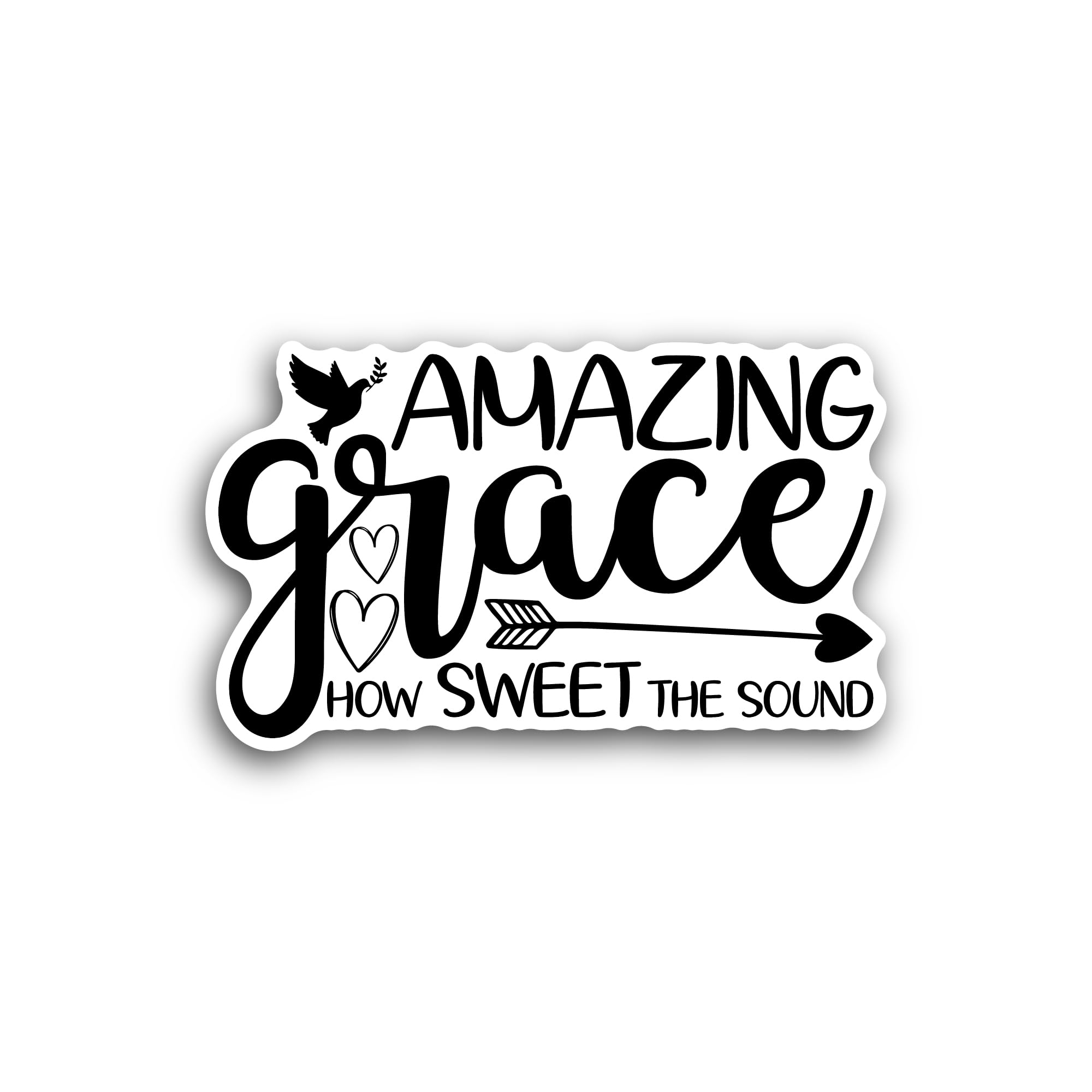2 (Pieces) 3" and 5" Amazing Grace How Sweet The Sound Sticker, Waterproof Vinyl Decals for Many Pur