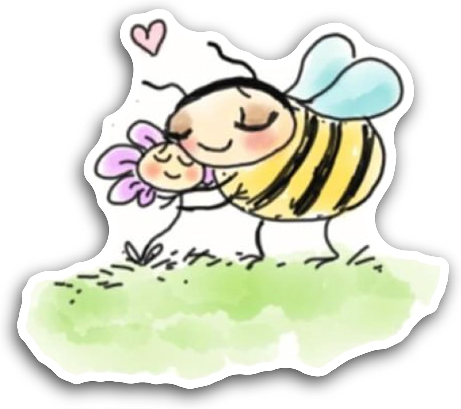 2 (Pieces) 3" and 5" Bee with Flower Sticker, Waterproof Vinyl Decals for Many Purpose Like Cars, Trucks, Laptops, Phones, Windows and More