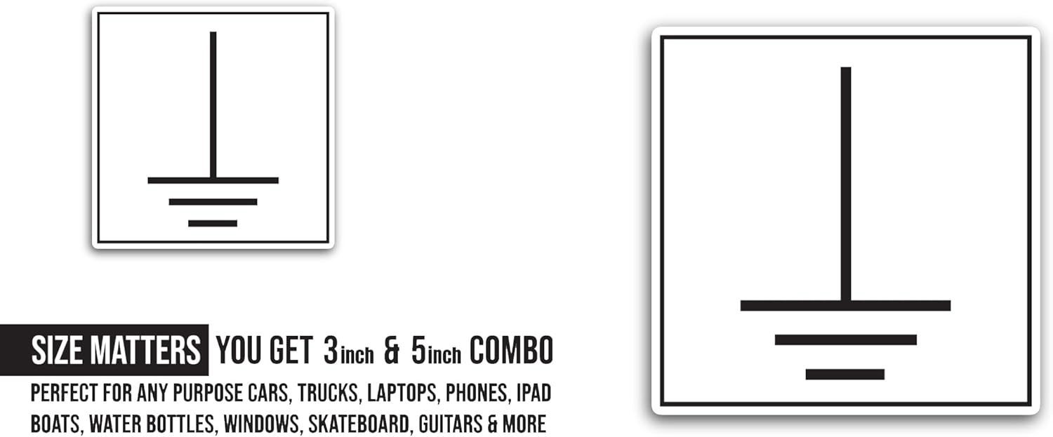 2 (Pieces) 3" and 5" Ground, Earth Symbol Sticker, Waterproof Vinyl Decals for Many Purpose Like Cars, Trucks, Laptops, Phones, Windows and More