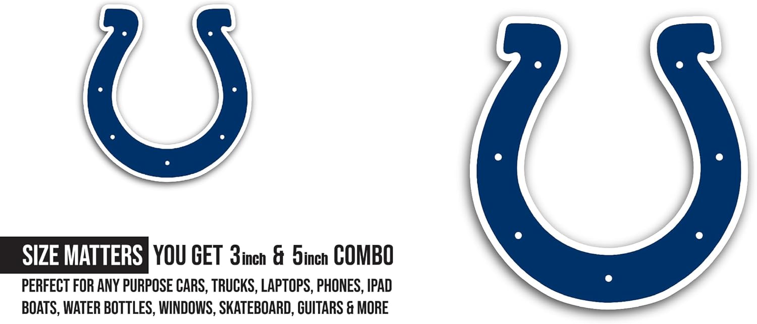 2 (Pieces) 3" and 5" Indianap0lis Colts Decal Sticker, Waterproof Vinyl Decals for Many Purpose Like Cars, Trucks, Laptops, Phones, Windows and More
