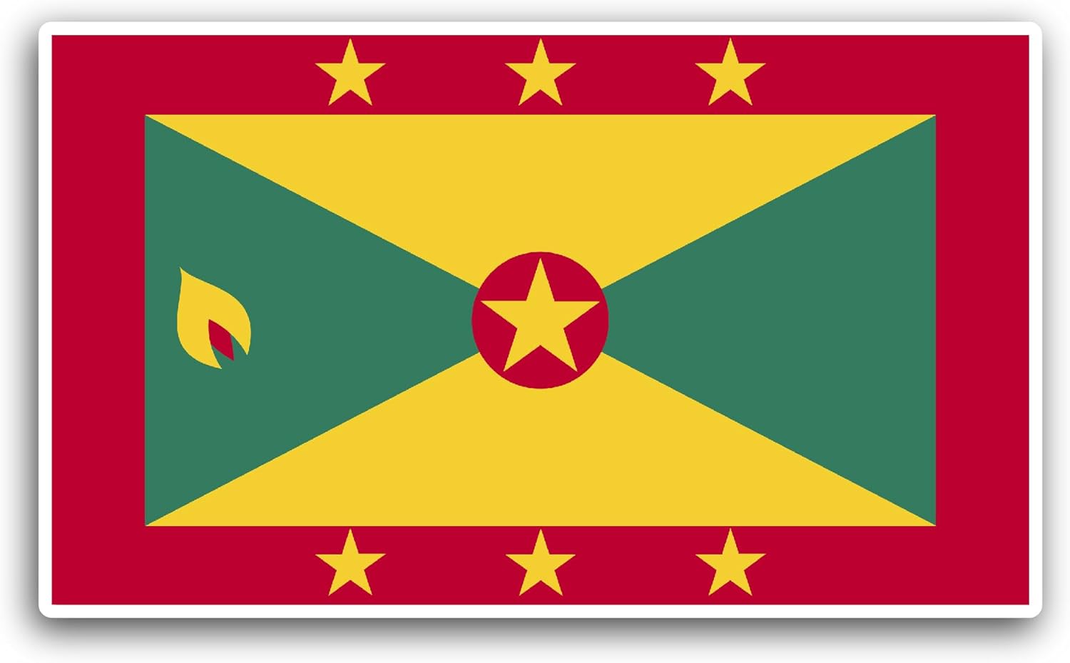 2 (Pieces) 3" and 5" Grenada Flag Sticker, Waterproof Vinyl Decals for Many Purpose Like Cars, Trucks, Laptops, Phones, Windows and More