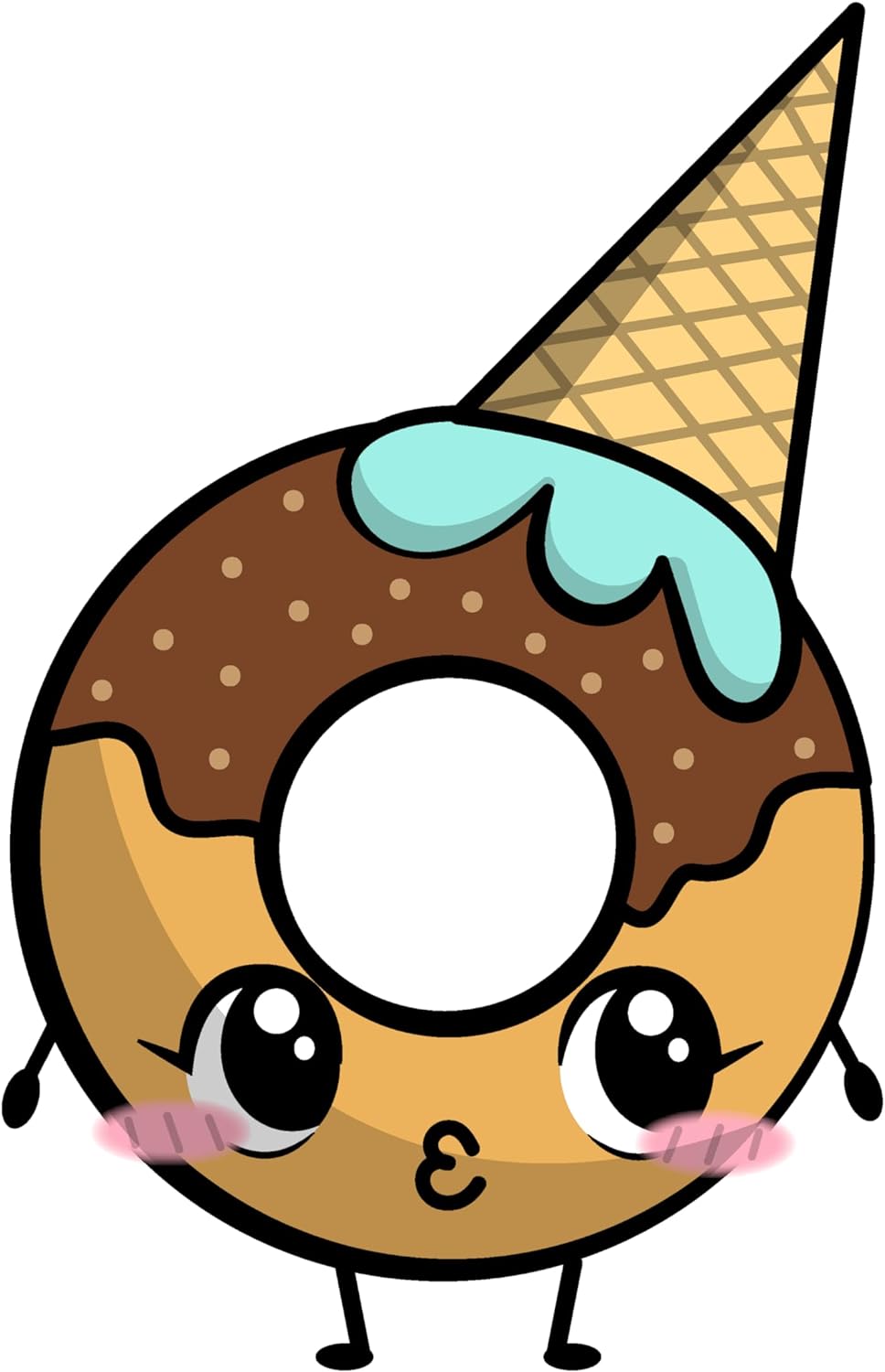 Inspirational Quote Cute Donut with Cone Motivational Sticker Vinyl Decal Motivation Stickers- 5" Vinyl Sticker Waterproof
