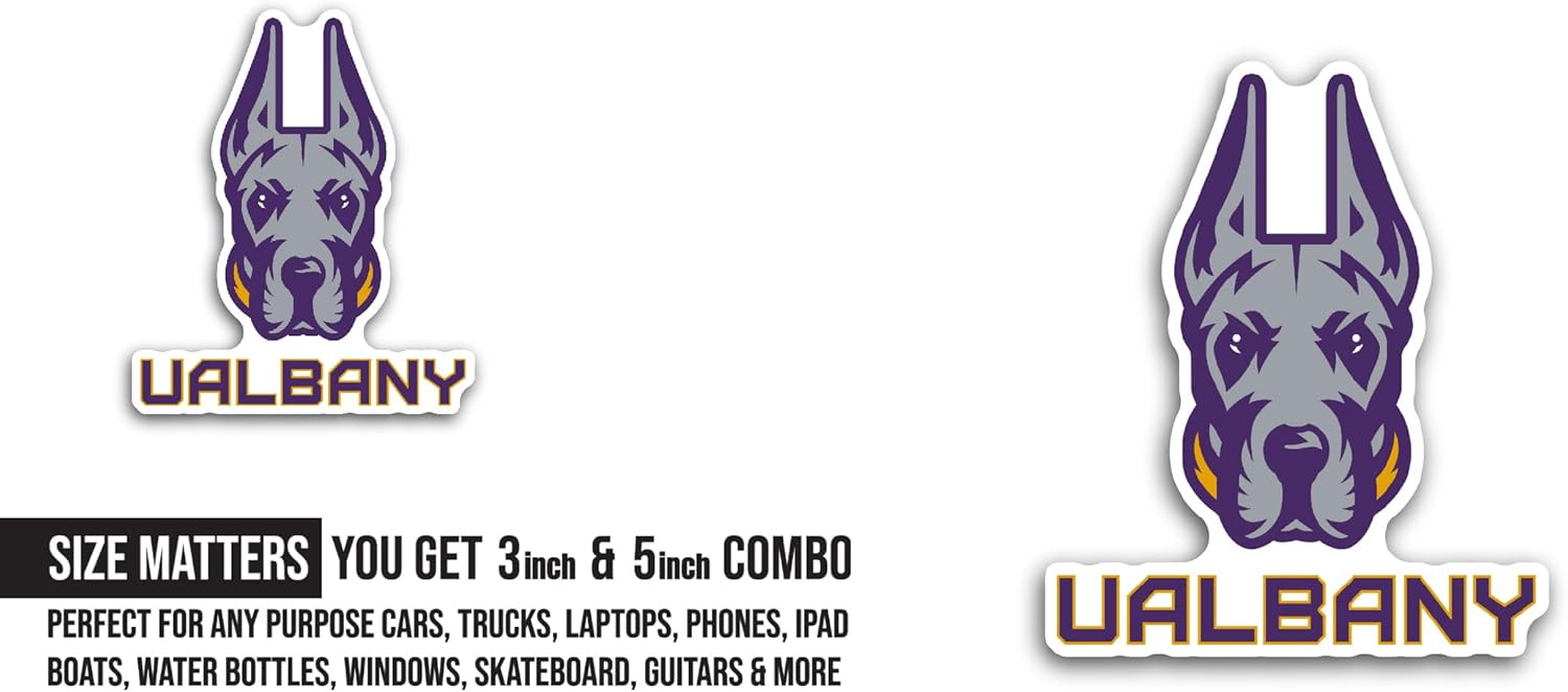 2 (Pieces) 3" and 5" UAlb@ny Sticker, Waterproof Vinyl Decals for Many Purpose Like Cars, Trucks, Laptops, Phones, Windows and More