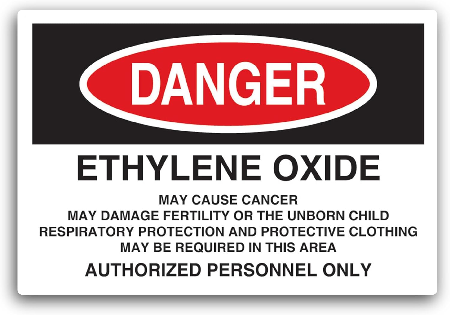 2 (Pieces) 3" and 5" Danger Ethylene Oxide Sticker, Waterproof Vinyl Decals for Many Purpose Like Cars, Trucks, Laptops, Phones, Windows and More