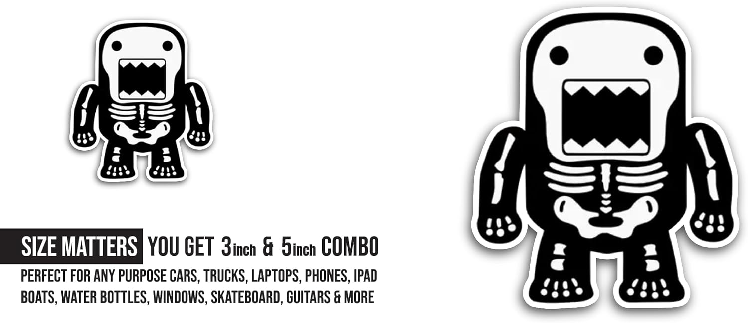 2 (Pieces) 3" and 5" Skeleton Robot Sticker, Waterproof Vinyl Decals for Many Purpose Like Cars, Trucks, Laptops, Phones, Windows and More
