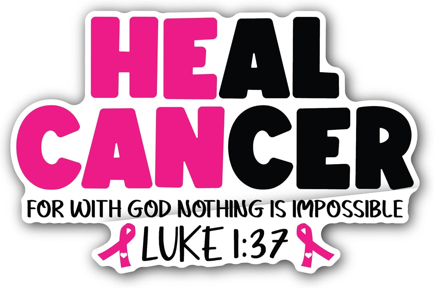 2 (Pieces) 3" and 5" Heal Cancer Sticker, Waterproof Vinyl Decals for Many Purpose Like Cars, Trucks, Laptops, Phones, Windows and More