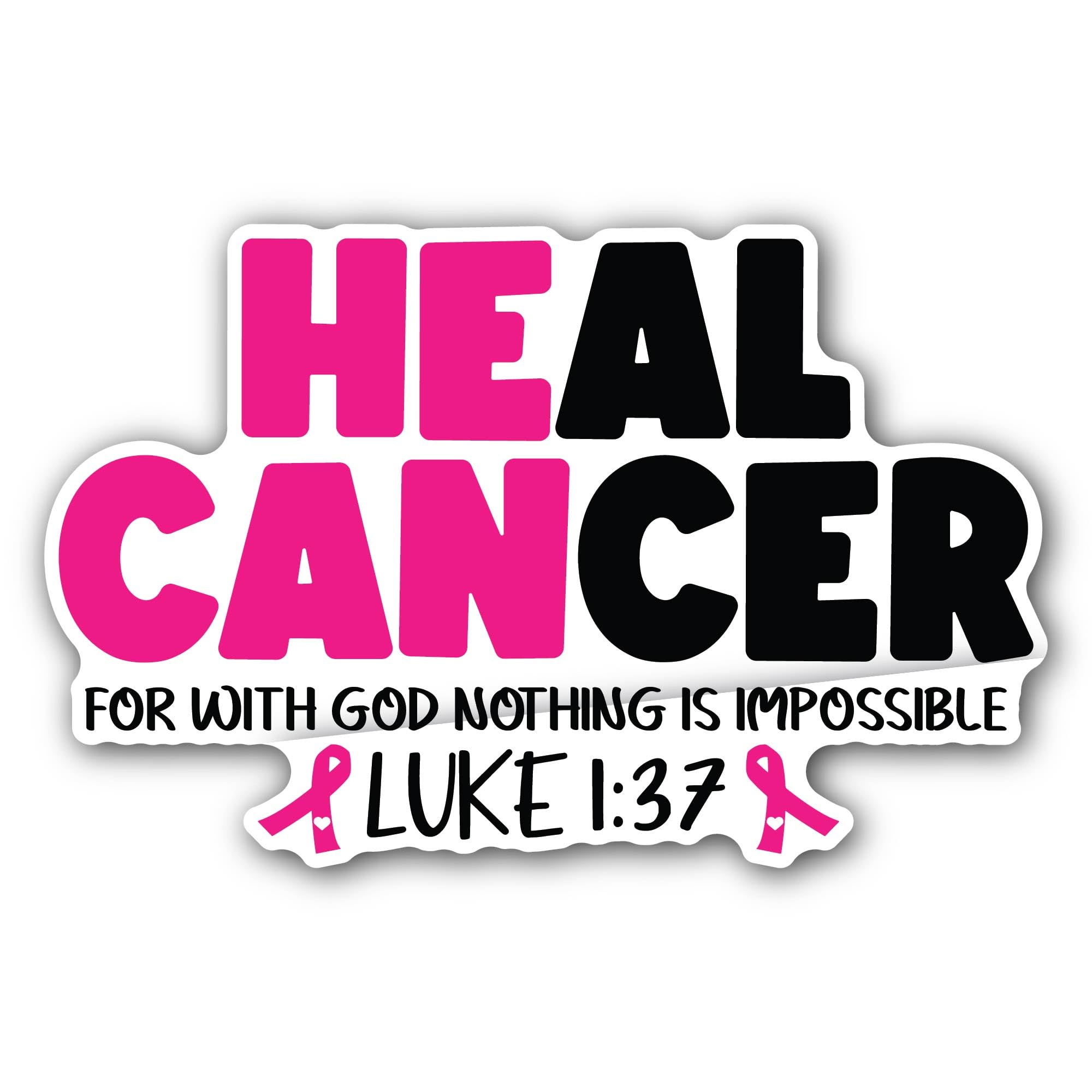 2 (Pieces) 3" and 5" Heal Cancer Sticker, Waterproof Vinyl Decals for Many Purpose Like Cars, Trucks