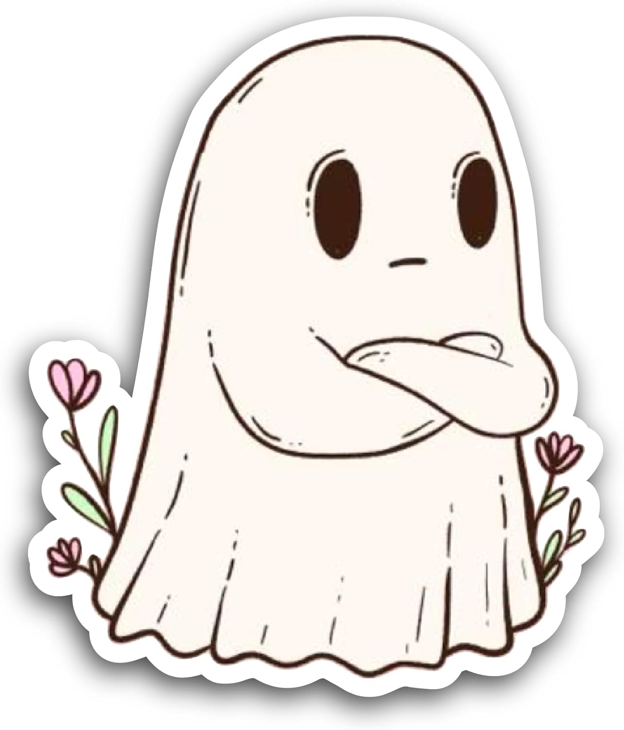 2 (Pieces) 3" and 5" Cute Little Ghost Sticker, Waterproof Vinyl Decals for Many Purpose Like Cars, Trucks, Laptops, Phones, Windows and More