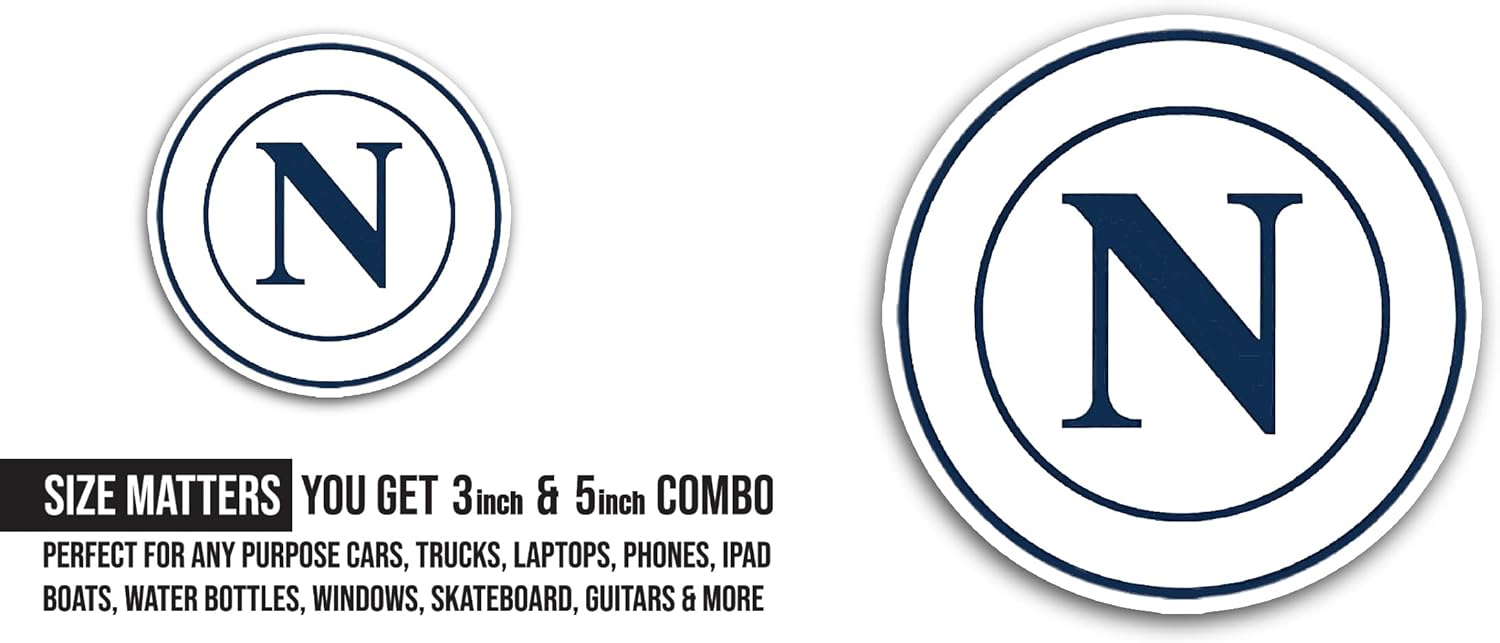 2 (Pieces) 3" and 5" Nap0li Sticker, Waterproof Vinyl Decals for Many Purpose Like Cars, Trucks, Laptops, Phones, Windows and More