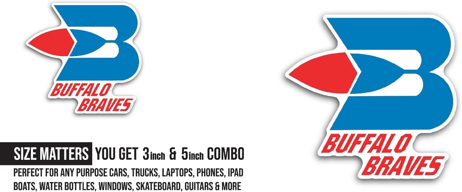 2 (Pieces) 3" and 5" Buffal0 Br@VES Logo Sticker, Waterproof Vinyl Decals for Many Purpose Like Cars, Trucks, Laptops, Phones, Windows and More