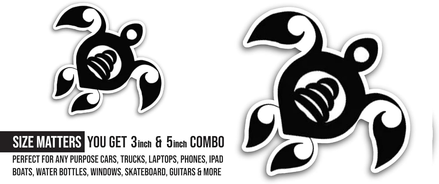 2 (Pieces) 3" and 5" Black Turtle Sticker, Waterproof Vinyl Decals for Many Purpose Like Cars, Trucks, Laptops, Phones, Windows and More