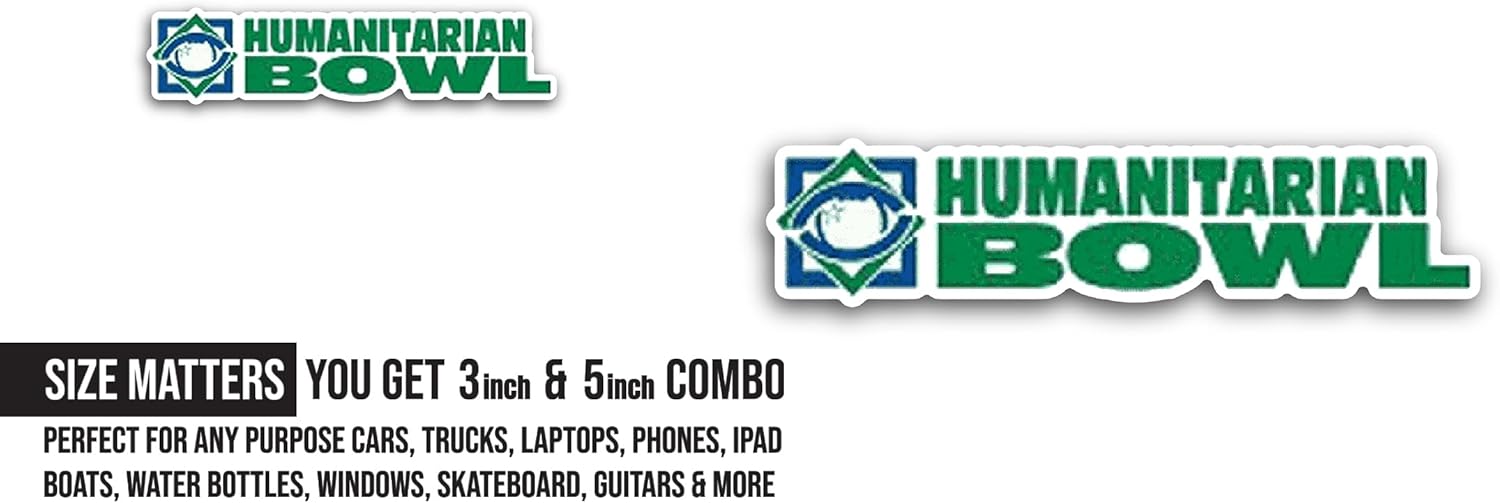 2 (Pieces) 3" and 5" Humanitarian B0wl Sticker, Waterproof Vinyl Decals for Many Purpose Like Cars, Trucks, Laptops, Phones, Windows and More