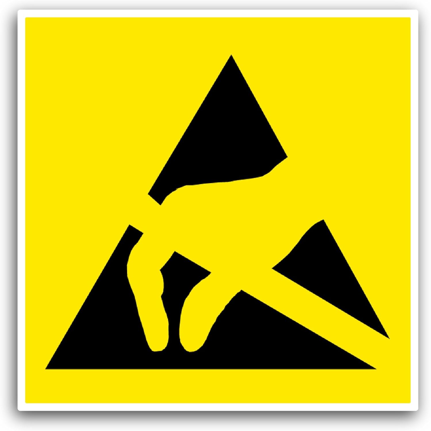 2 (Pieces) 3" and 5" ESD Susceptibility Symbol Sticker, Waterproof Vinyl Decals for Many Purpose Like Cars, Trucks, Laptops, Phones, Windows and More