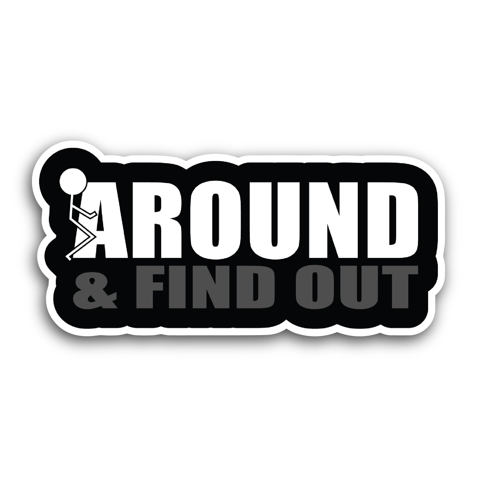 2 (Pieces) 3" and 5" Around & Find Out Sticker, Waterproof Vinyl Decals for Many Purpose Like Cars, 