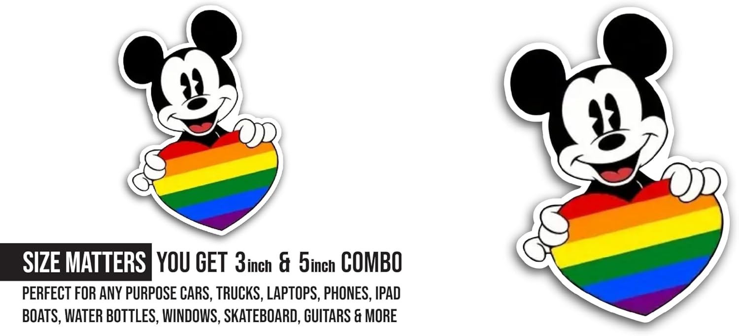 2 (Pieces) 3" and 5" Rainbow Heart Holding Sticker, Waterproof Vinyl Decals for Many Purpose Like Cars, Trucks, Laptops, Phones, Windows and More