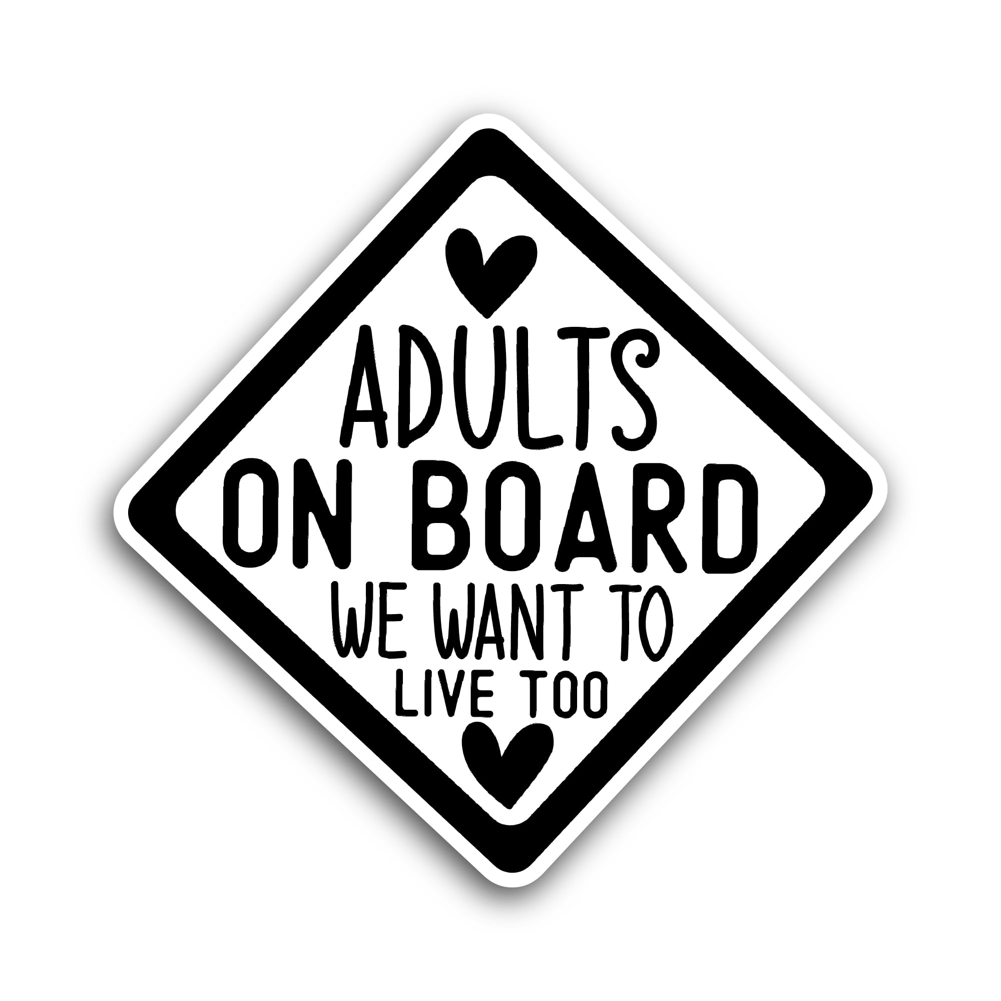 2 (Pieces) 3" and 5" Adults On Board We Want to Live Too Sticker, Waterproof Vinyl Decals for Many P