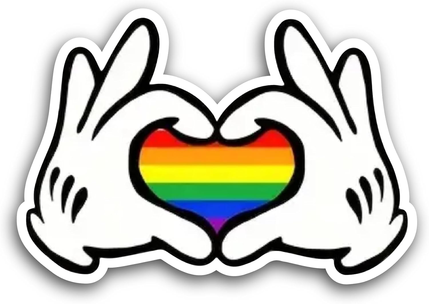 2 (Pieces) 3" and 5" Rainbow Heart with Hands Sticker, Waterproof Vinyl Decals for Many Purpose Like Cars, Trucks, Laptops, Phones, Windows and More