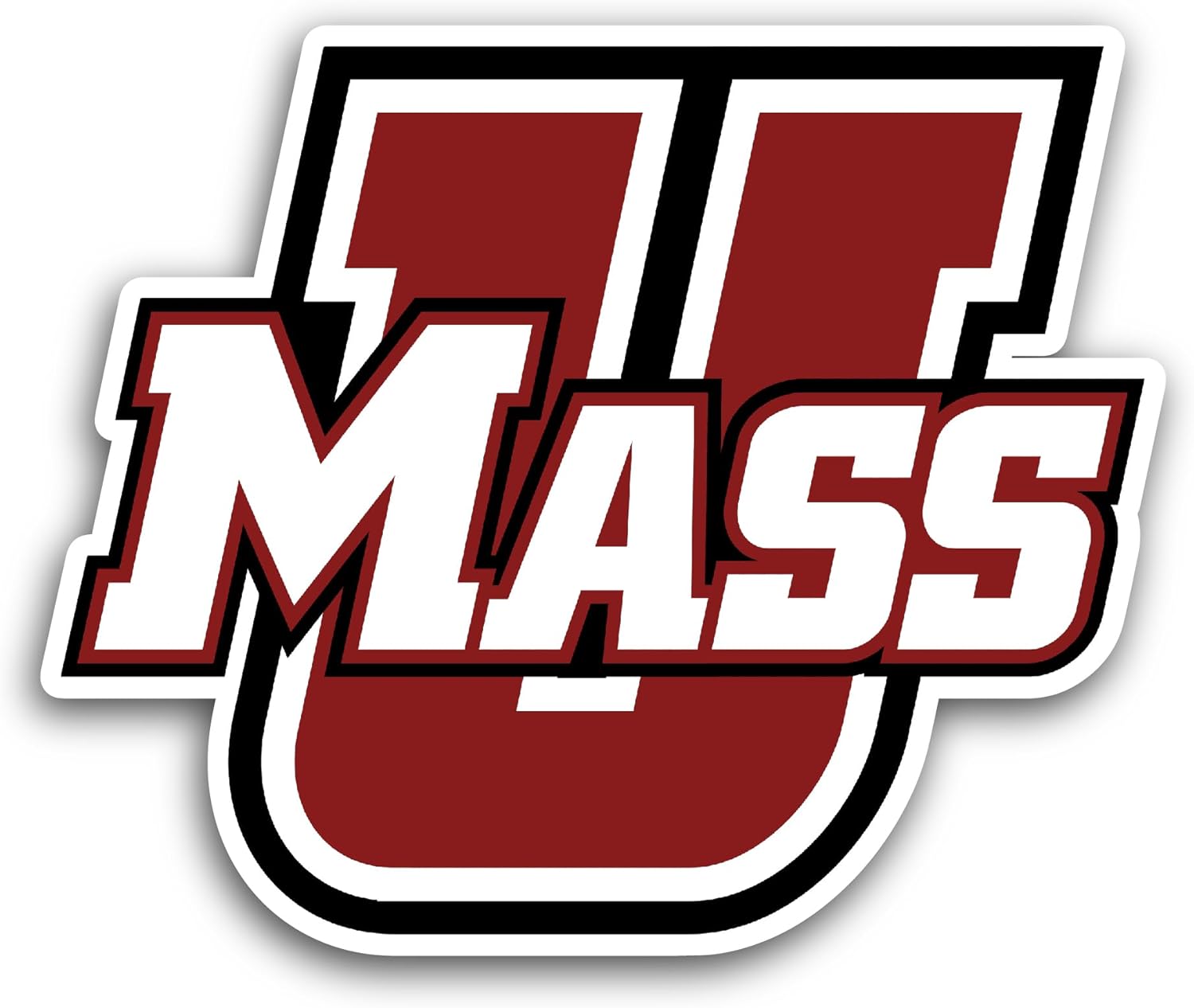 2 (Pieces) 3" and 5" UMass Sticker, Waterproof Vinyl Decals for Many Purpose Like Cars, Trucks, Laptops, Phones, Windows and More