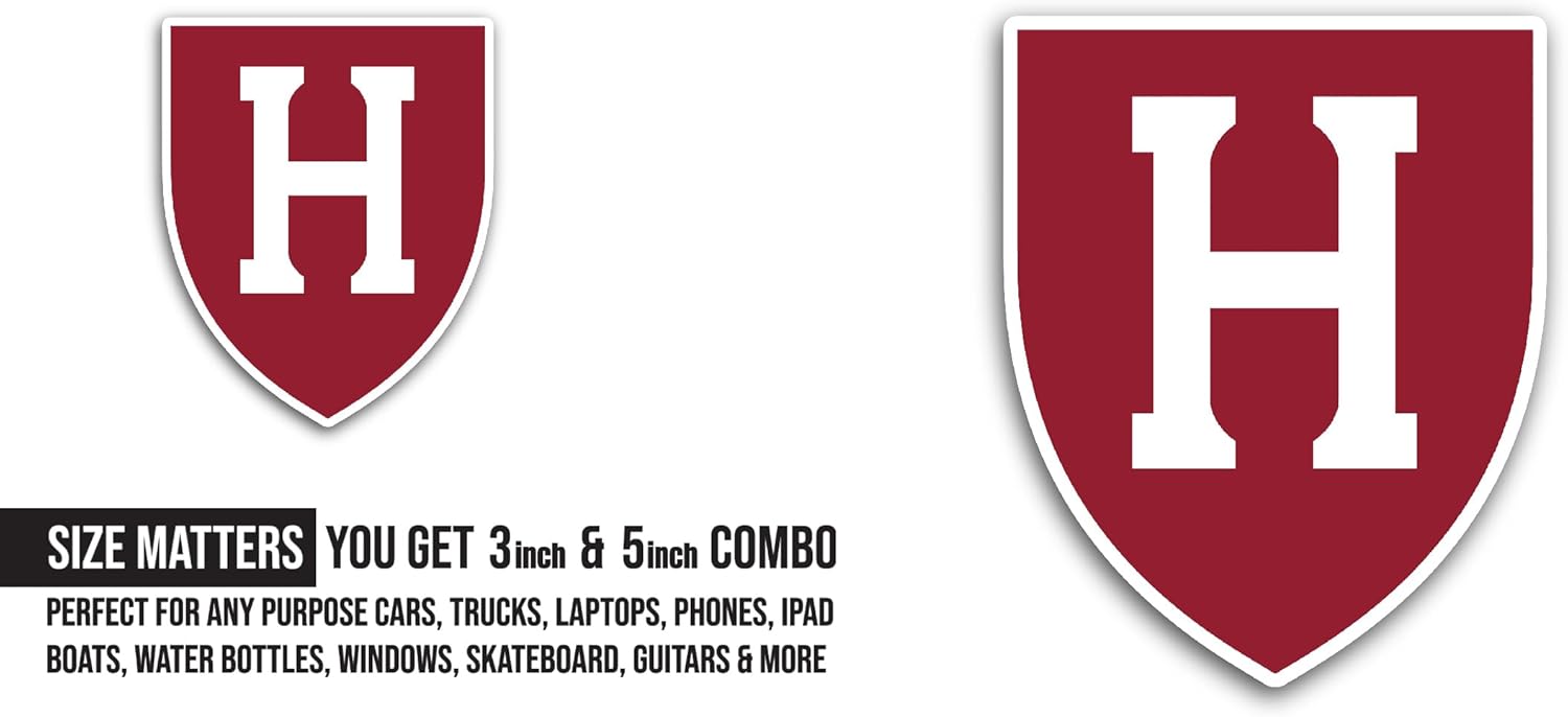 2 (Pieces) 3" and 5" Harvard Crims0n Sticker, Waterproof Vinyl Decals for Many Purpose Like Cars, Trucks, Laptops, Phones, Windows and More