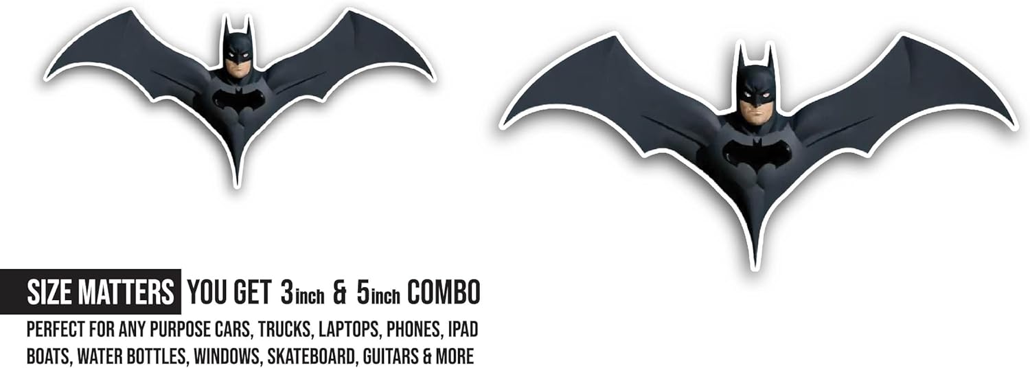 2 (Pieces) 3" and 5" Bat Sticker, Waterproof Vinyl Decals for Many Purpose Like Cars, Trucks, Laptops, Phones, Windows and More
