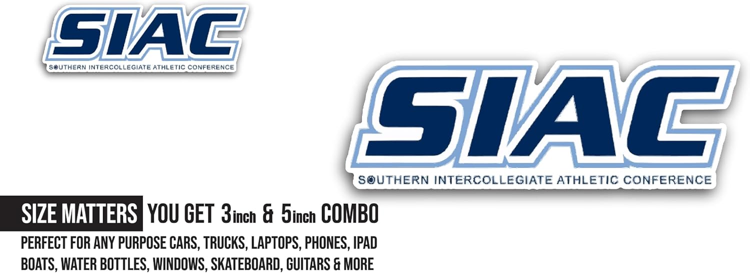 2 (Pieces) 3" and 5" Southern Interc0llegiate Athletic Conference Decal Sticker, Waterproof Vinyl Decals for Many Purpose Like Cars, Trucks, Laptops, Phones, Windows and More