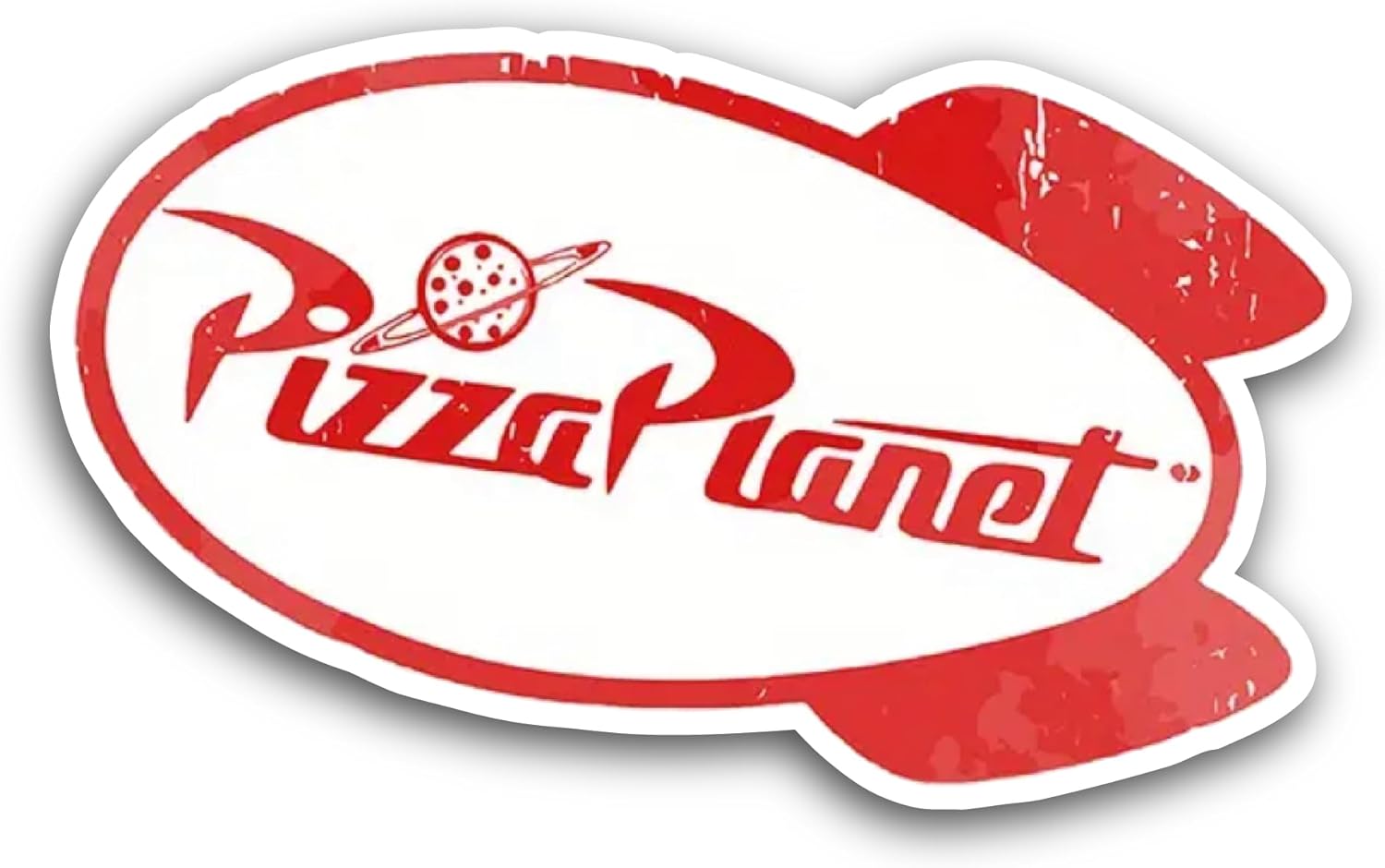 2 (Pieces) 3" and 5" Pizza Planet Sticker, Waterproof Vinyl Decals for Many Purpose Like Cars, Trucks, Laptops, Phones, Windows and More
