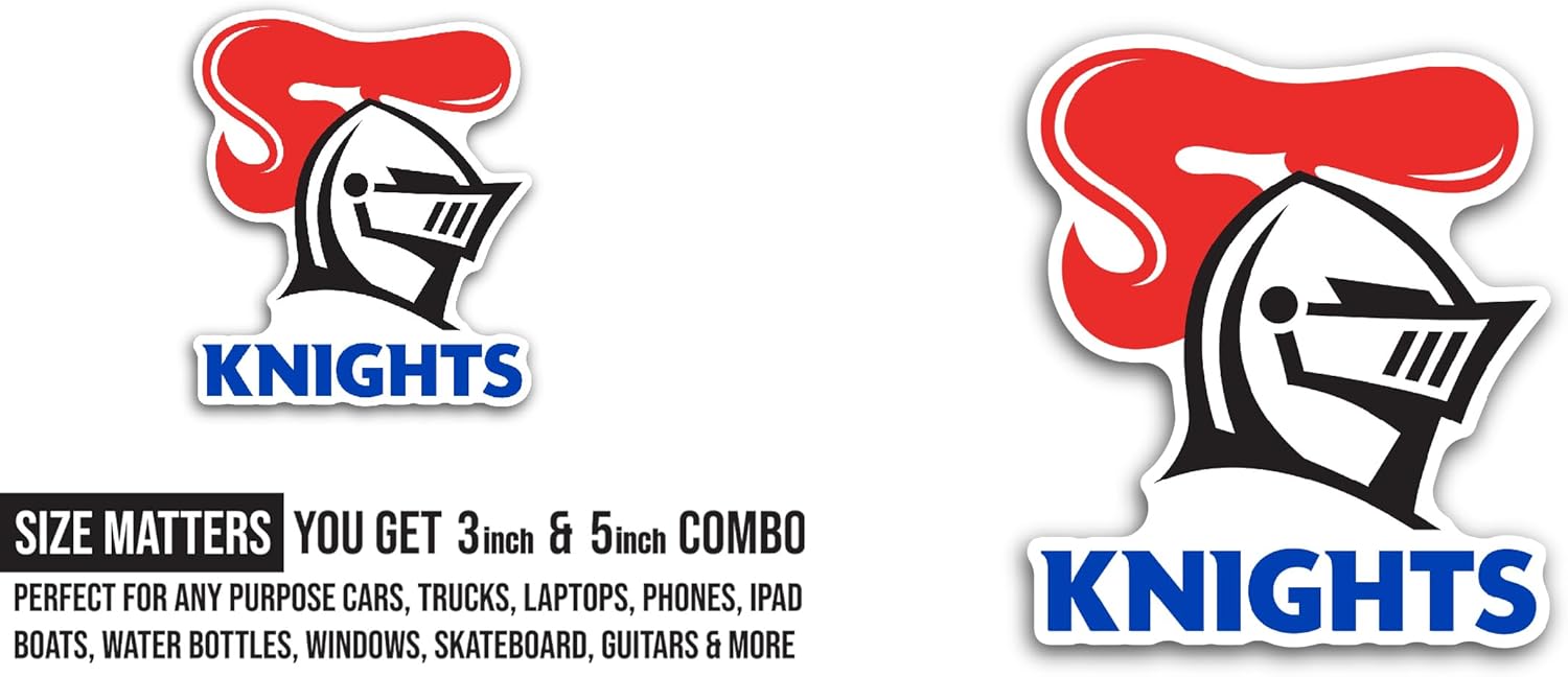 2 (Pieces) 3" and 5" Newcastle Kn1ghts Sticker, Waterproof Vinyl Decals for Many Purpose Like Cars, Trucks, Laptops, Phones, Windows and More