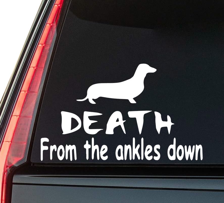 Death from The Ankles Down Window Vinyl Decal Sticker 6" (White), Waterproof Vinyl Decals for Many Purpose Like Cars, Trucks, Laptops, Phones, Windows and More