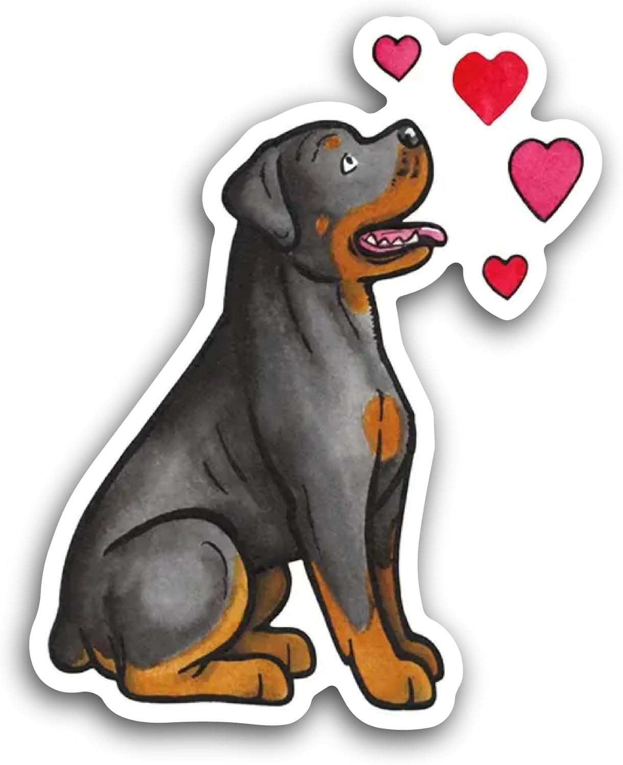 2 (Pieces) 3" and 5" Rottweiler Love Sticker, Waterproof Vinyl Decals for Many Purpose Like Cars, Trucks, Laptops, Phones, Windows and More