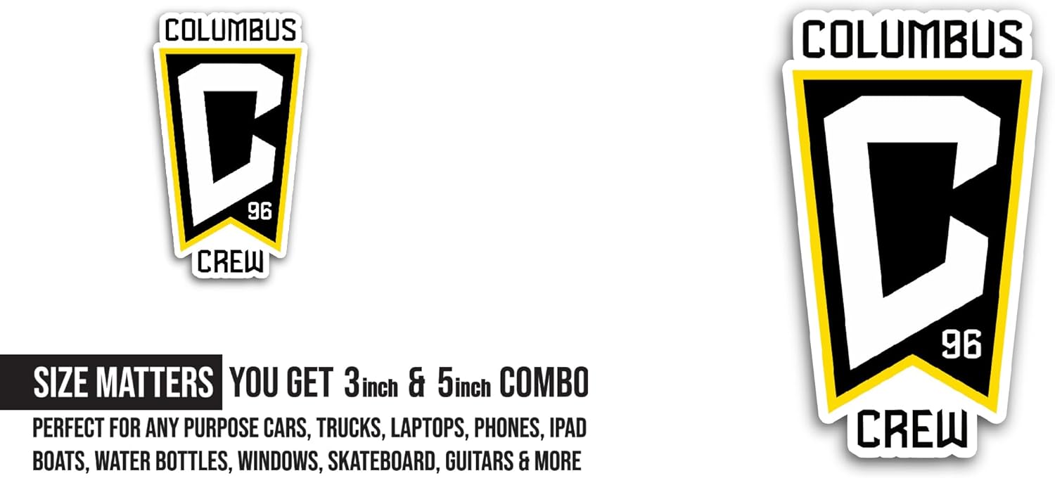 2 (Pieces) 3" and 5" C0lumbus Crew Sticker, Waterproof Vinyl Decals for Many Purpose Like Cars, Trucks, Laptops, Phones, Windows and More