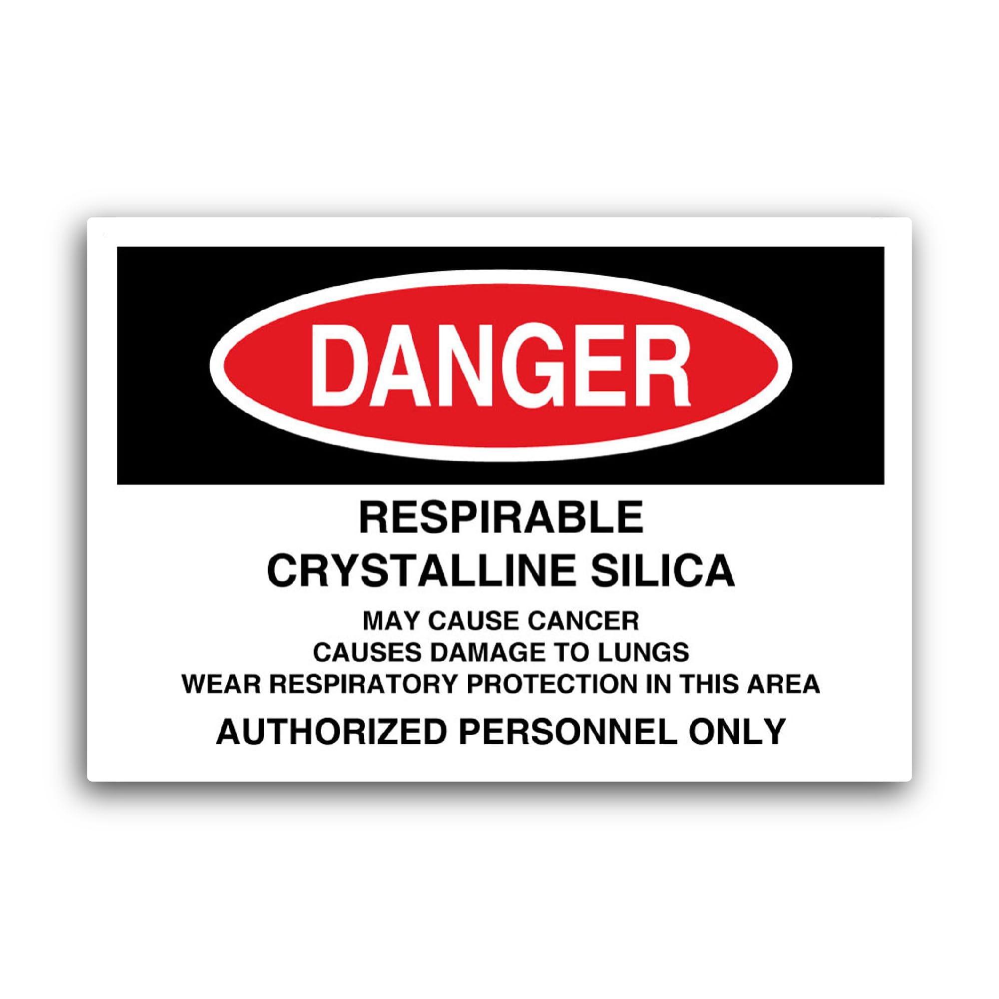 2 (Pieces) 3" and 5" Respirable Crystalline Sign Sticker, Waterproof Vinyl Decals for Many Purpose L