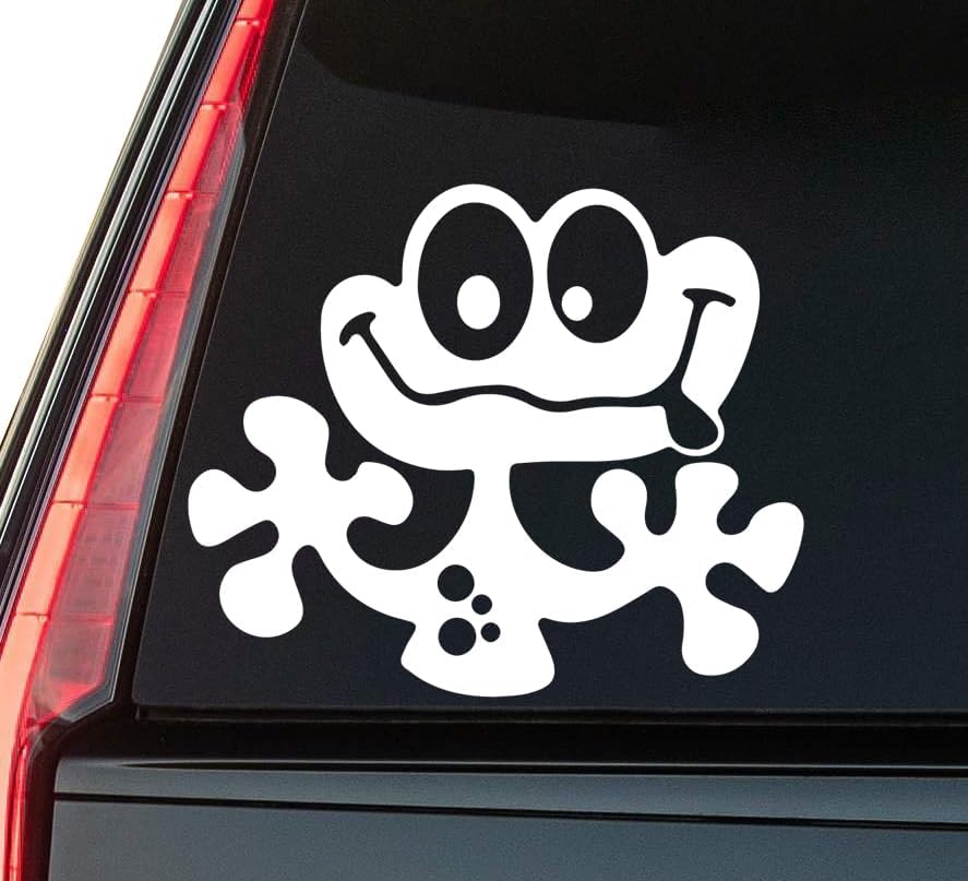 Frog Window Vinyl Decal Sticker 6" (White), Waterproof Vinyl Decals for Many Purpose Like Cars, Trucks, Laptops, Phones, Windows and More