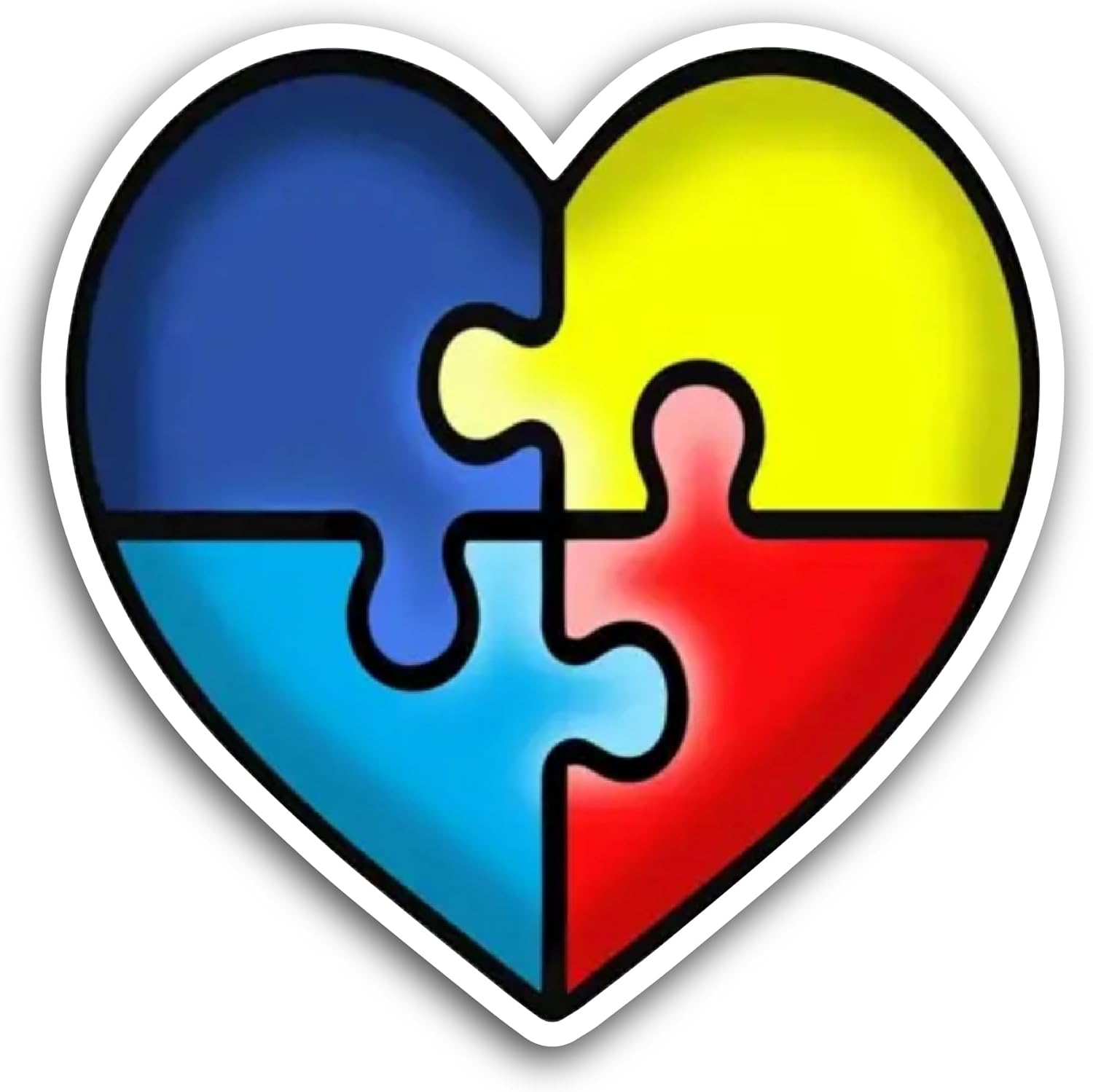 2 (Pieces) 3" and 5" Puzzle Piece Heart Sticker, Waterproof Vinyl Decals for Many Purpose Like Cars, Trucks, Laptops, Phones, Windows and More