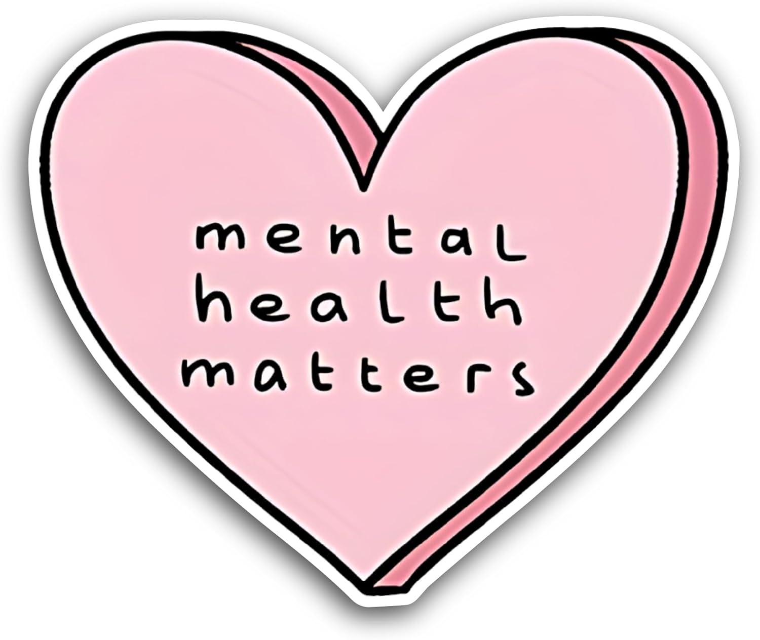 2 (Pieces) 3" and 5" Mental Health Text with Heart Sticker, Waterproof Vinyl Decals for Many Purpose Like Cars, Trucks, Laptops, Phones, Windows and More