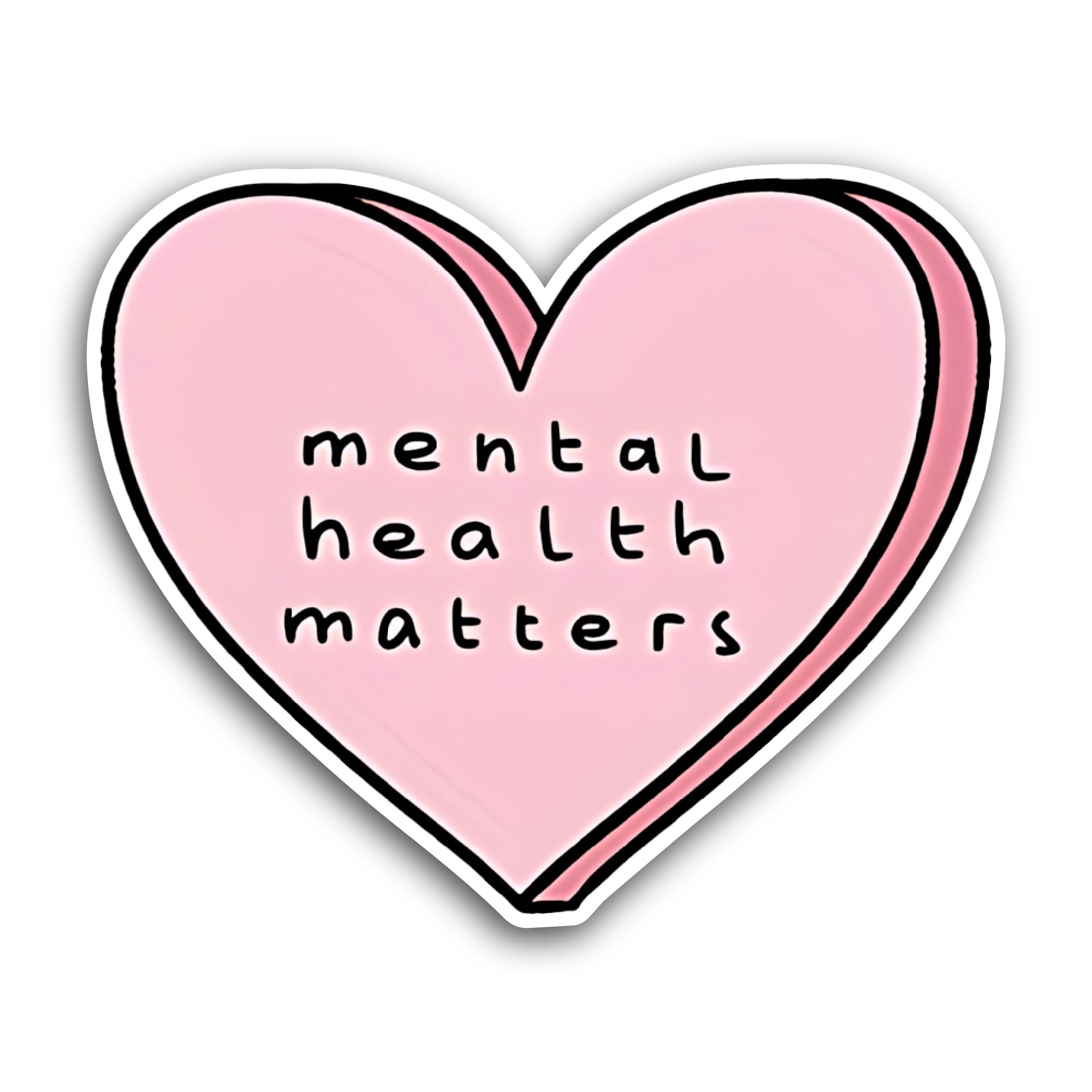 2 (Pieces) 3" and 5" Mental Health Text with Heart Sticker, Waterproof Vinyl Decals for Many Purpose