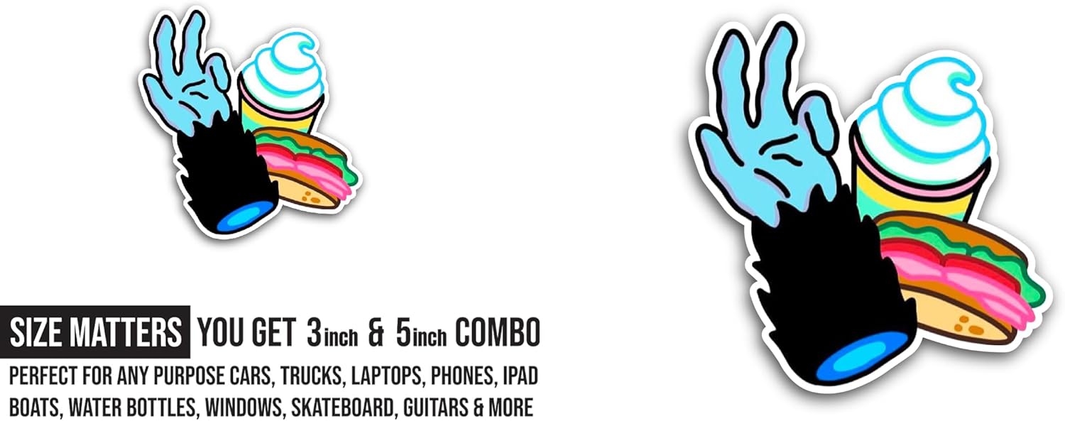 2 (Pieces) 3" and 5" Blue Ice Cream Sticker, Waterproof Vinyl Decals for Many Purpose Like Cars, Trucks, Laptops, Phones, Windows and More