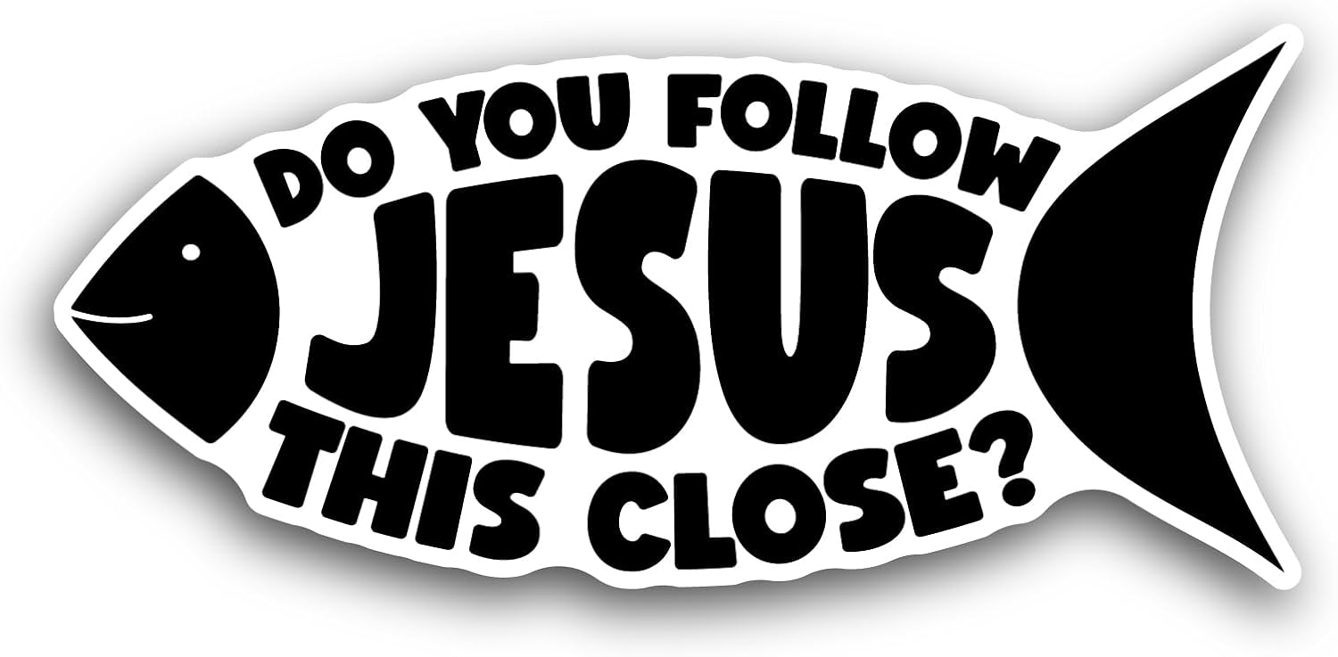 2 (Pieces) 3" and 5" Jesus Fish Symbol Sticker, Waterproof Vinyl Decals for Many Purpose Like Cars, Trucks, Laptops, Phones, Windows and More