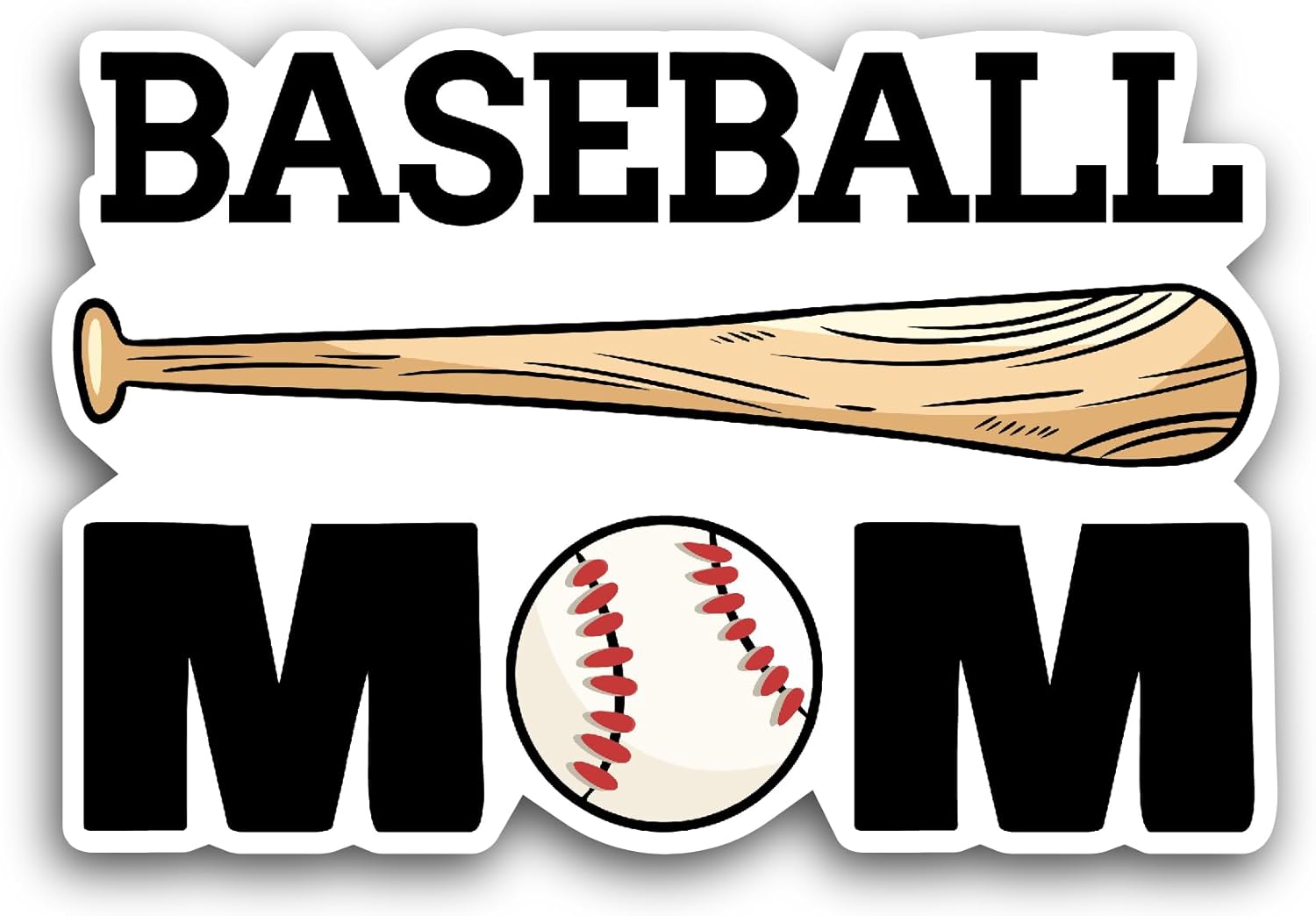 2 (Pieces) 3" and 5" Baseball Mom Sticker, Waterproof Vinyl Decals for Many Purpose Like Cars, Trucks, Laptops, Phones, Windows and More