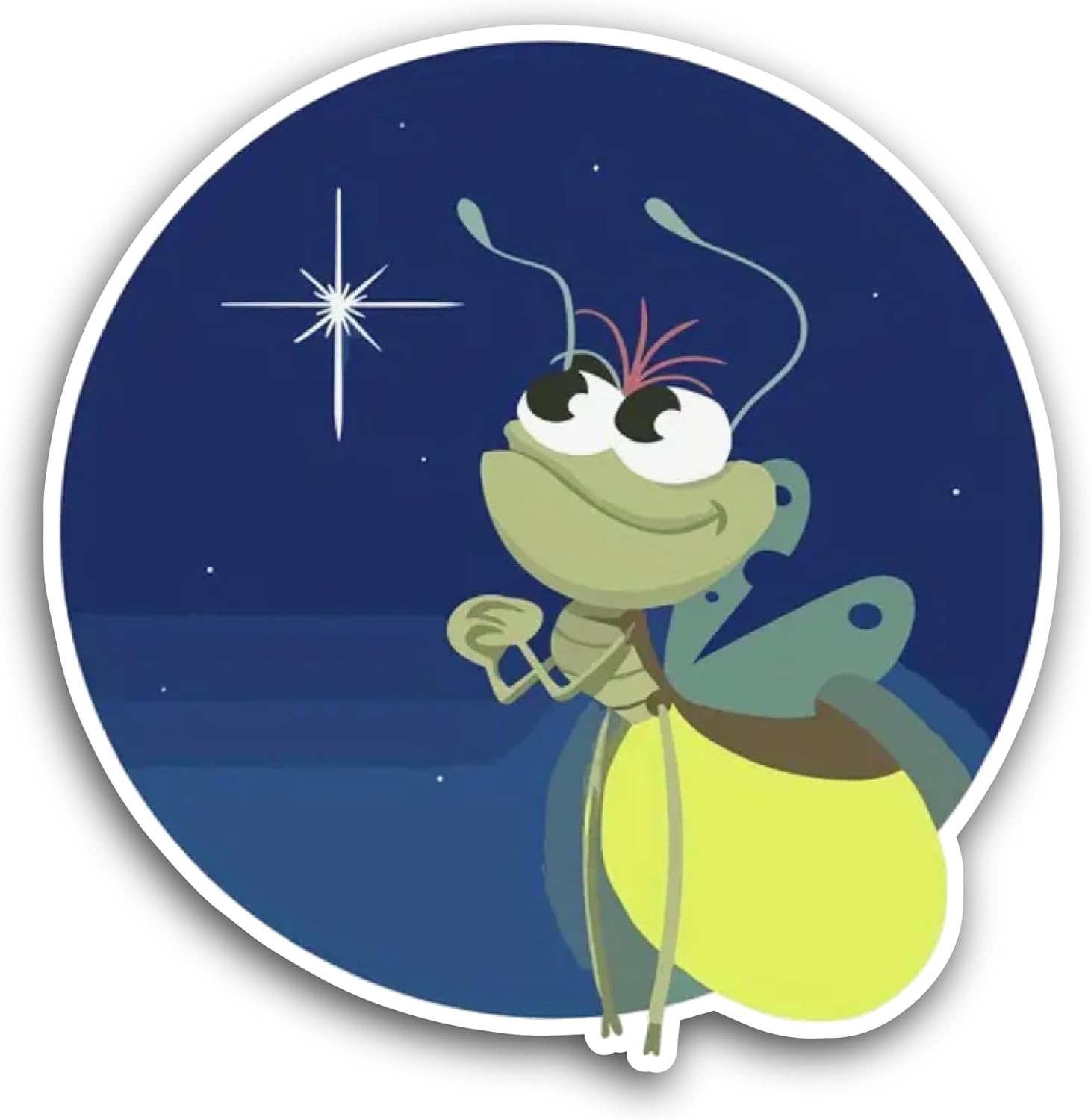 2 (Pieces) 3" and 5" Cartoon Firefly Sticker, Waterproof Vinyl Decals for Many Purpose Like Cars, Trucks, Laptops, Phones, Windows and More