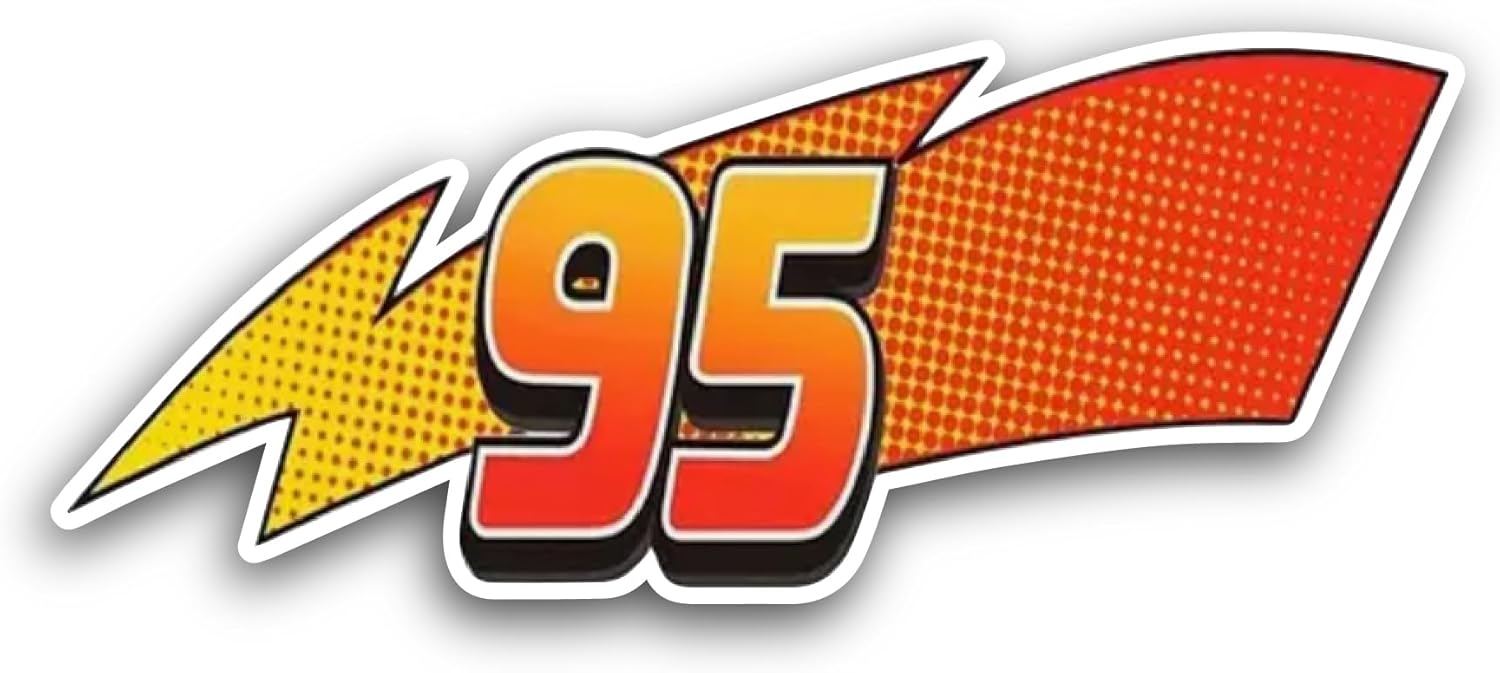 2 (Pieces) 3" and 5" Lightning McQueen 95 Sticker, Waterproof Vinyl Decals for Many Purpose Like Cars, Trucks, Laptops, Phones, Windows and More