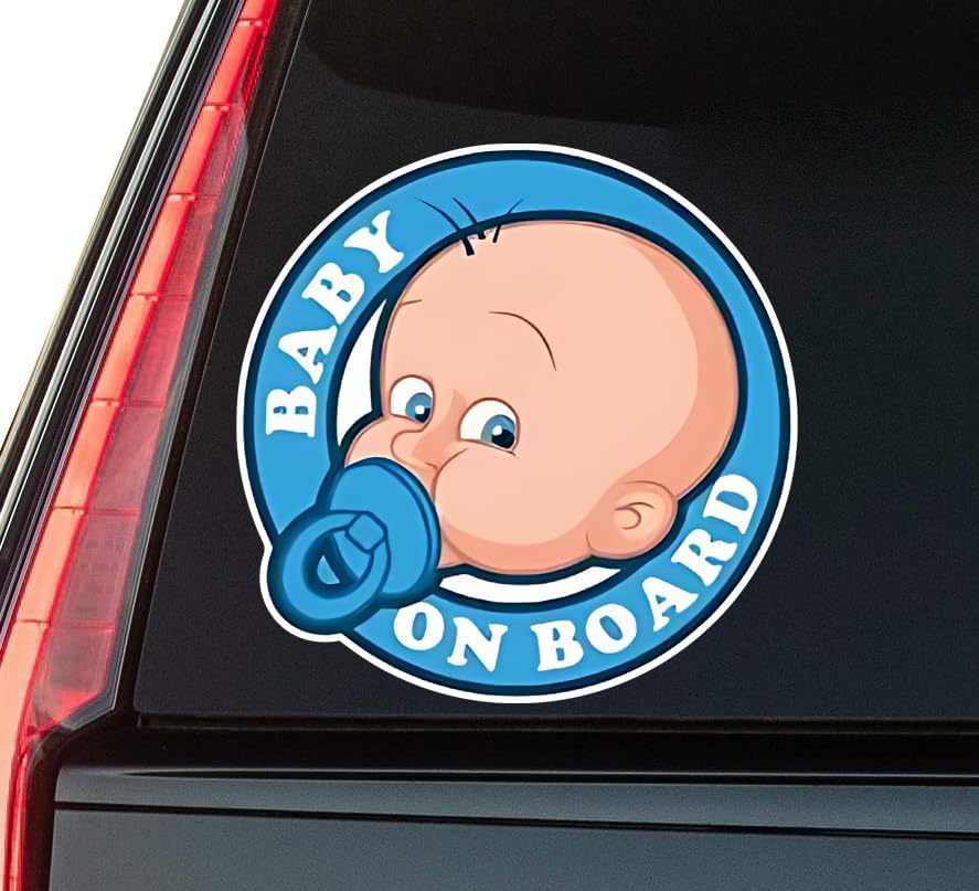 Cute Baby On Board Window Vinyl Decal Sticker 6" (White), Waterproof Vinyl Decals for Many Purpose Like Cars, Trucks, Laptops, Phones, Windows and More