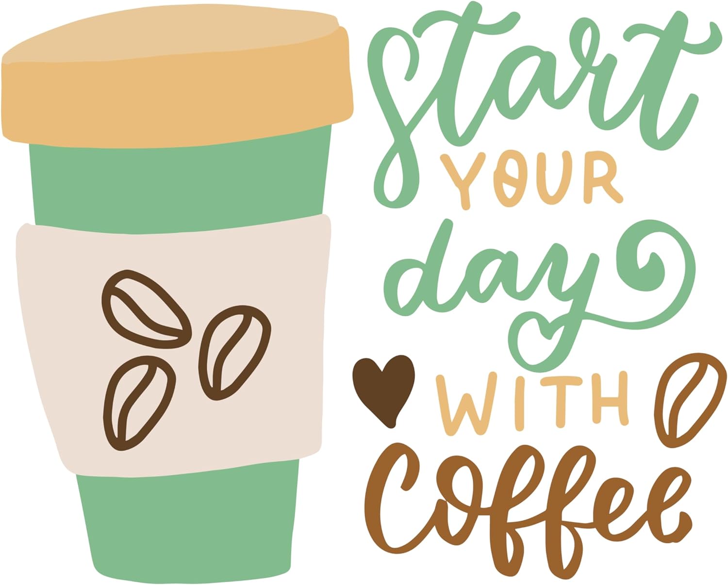 Inspirational Quote "Start Your Day with Coffee" Motivational Sticker Vinyl Decal Motivation Stickers- 5" Vinyl Sticker Waterproof