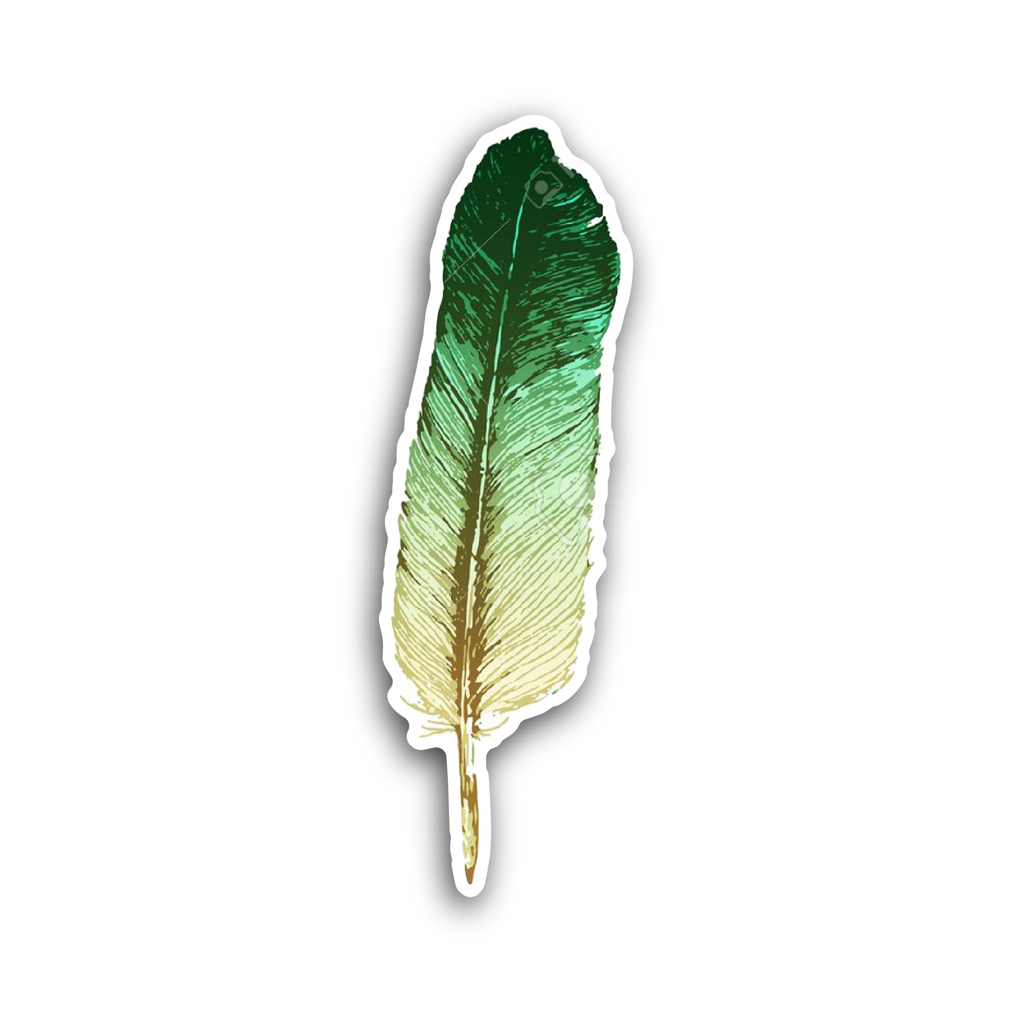 2 (Pieces) 3" and 5" Green Feather Sticker, Waterproof Vinyl Decals for Many Purpose Like Cars, Truc