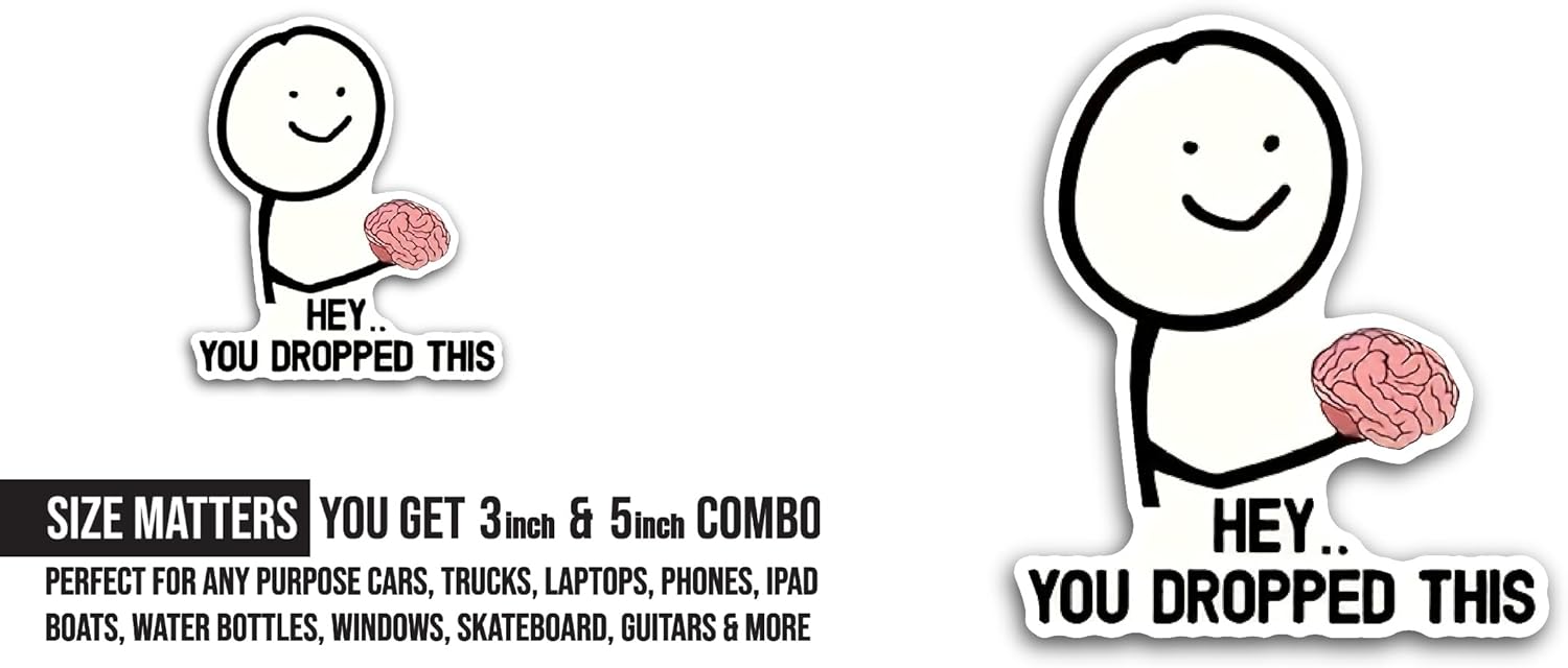2 (Pieces) 3" and 5" Hey You Dropped This Sticker, Waterproof Vinyl Decals for Many Purpose Like Cars, Trucks, Laptops, Phones, Windows and More