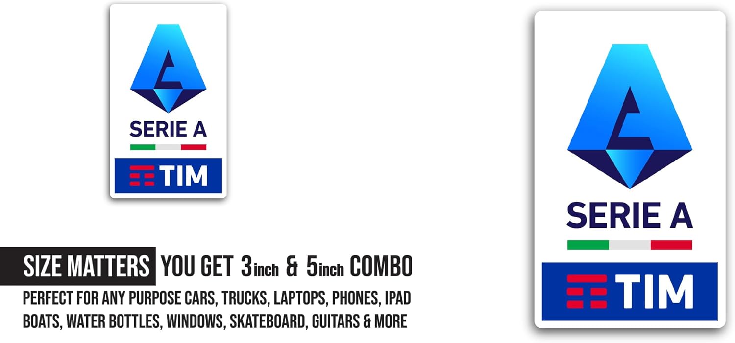 2 (Pieces) 3" and 5" S3rie A Tim Sticker, Waterproof Vinyl Decals for Many Purpose Like Cars, Trucks, Laptops, Phones, Windows and More