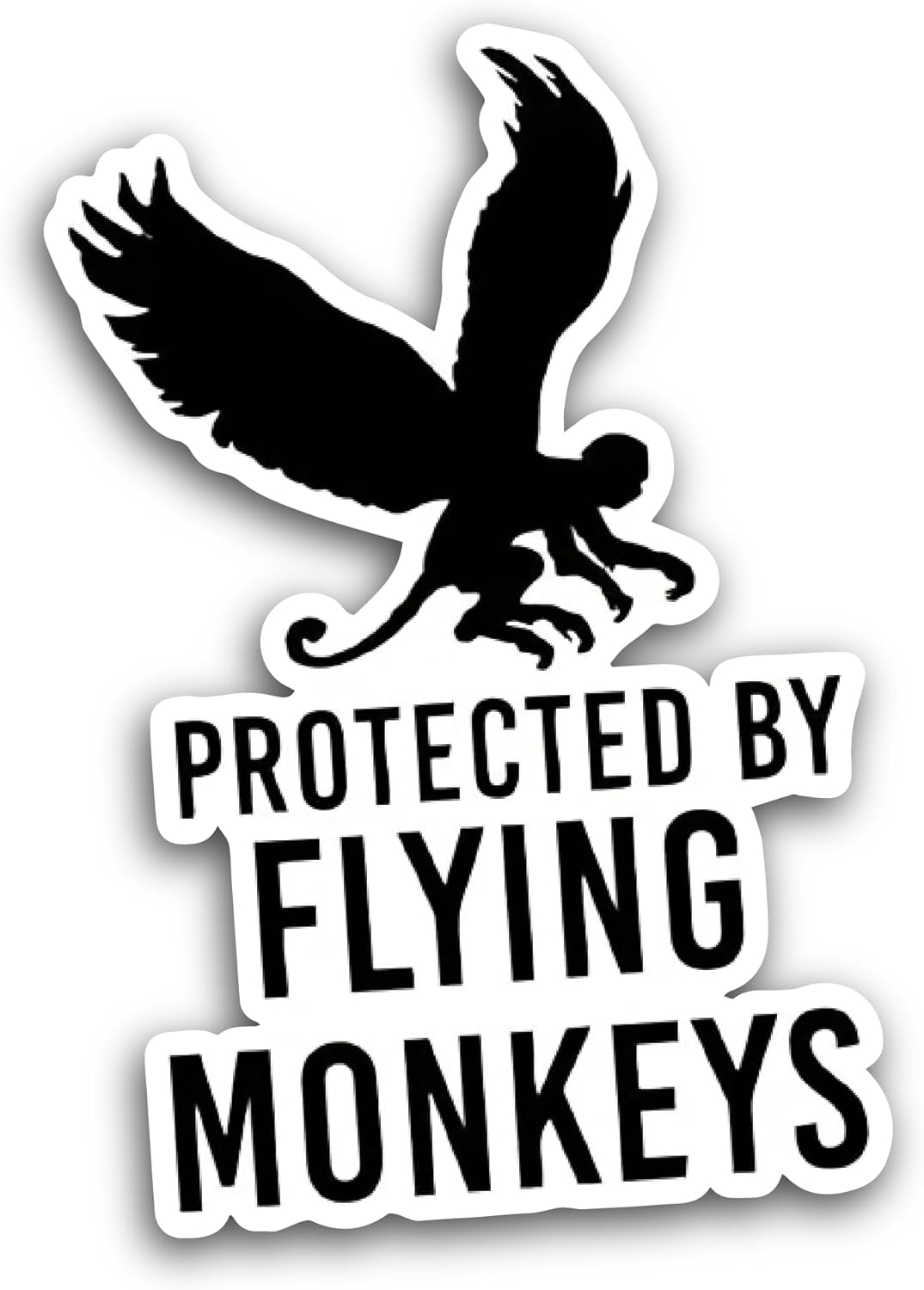 2 (Pieces) 3" and 5" Protected by Flying Monkeys Sticker, Waterproof Vinyl Decals for Many Purpose Like Cars, Trucks, Laptops, Phones, Windows and More