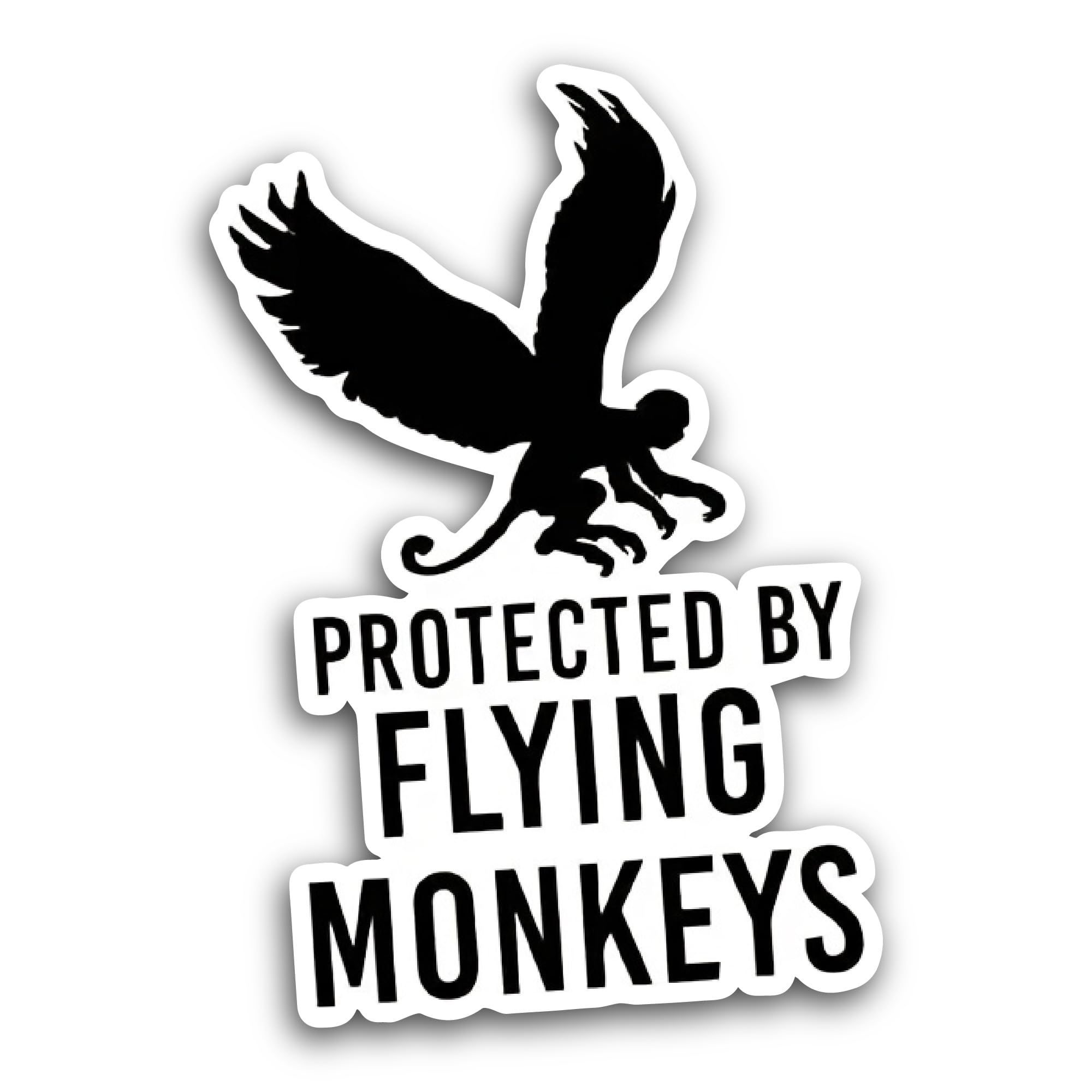 2 (Pieces) 3" and 5" Protected by Flying Monkeys Sticker, Waterproof Vinyl Decals for Many Purpose L