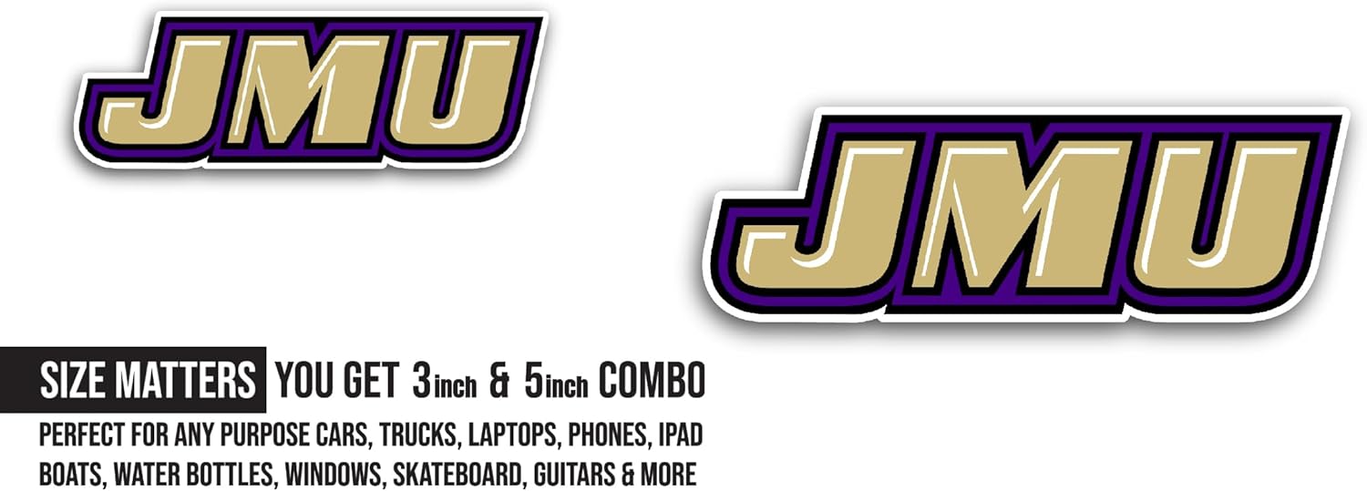 2 (Pieces) 3" and 5" J@mes Madis0n University Sticker, Waterproof Vinyl Decals for Many Purpose Like Cars, Trucks, Laptops, Phones, Windows and More