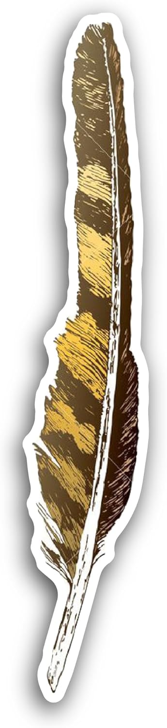 2 (Pieces) 3" and 5" Brown Feather Sticker, Waterproof Vinyl Decals for Many Purpose Like Cars, Trucks, Laptops, Phones, Windows and More