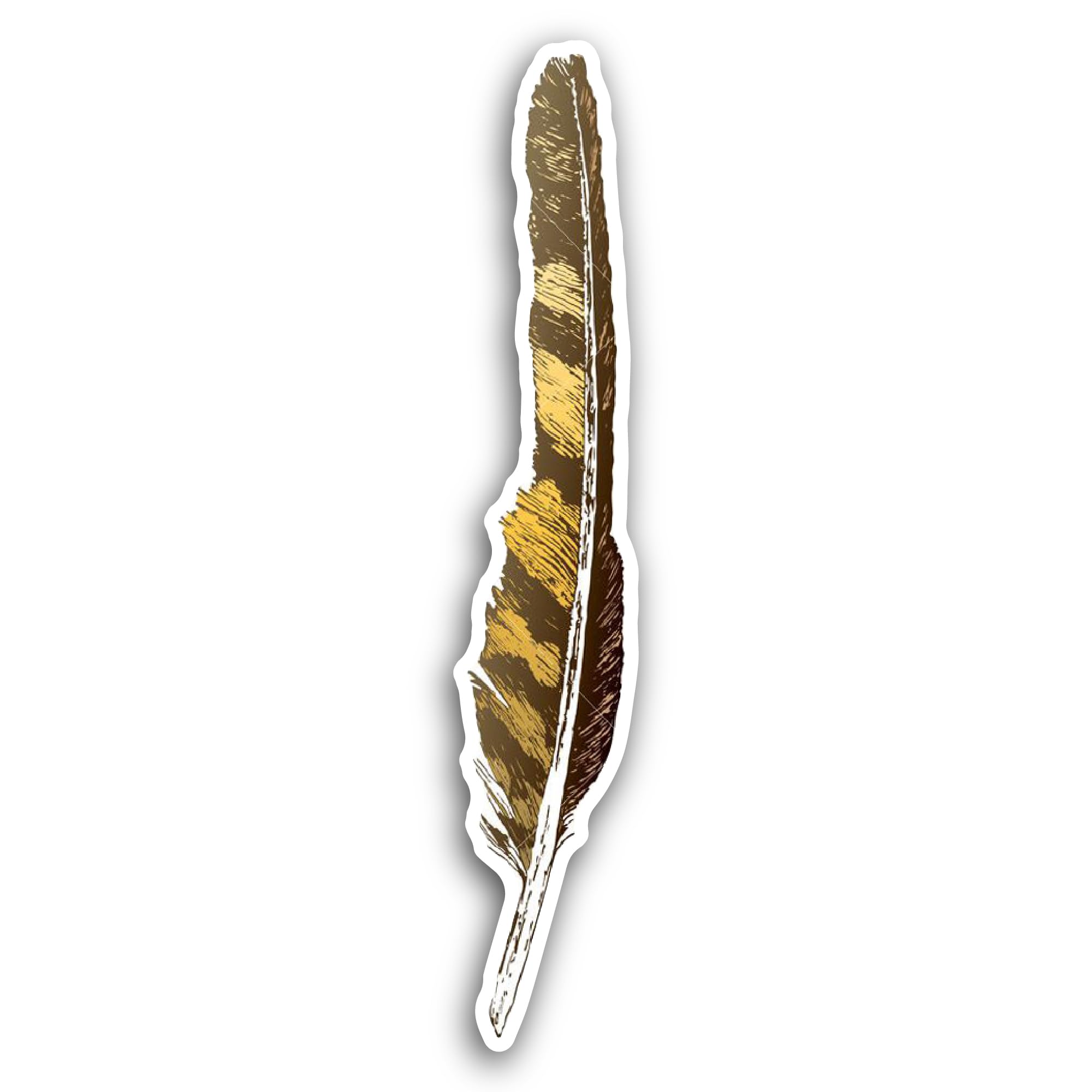 2 (Pieces) 3" and 5" Brown Feather Sticker, Waterproof Vinyl Decals for Many Purpose Like Cars, Truc